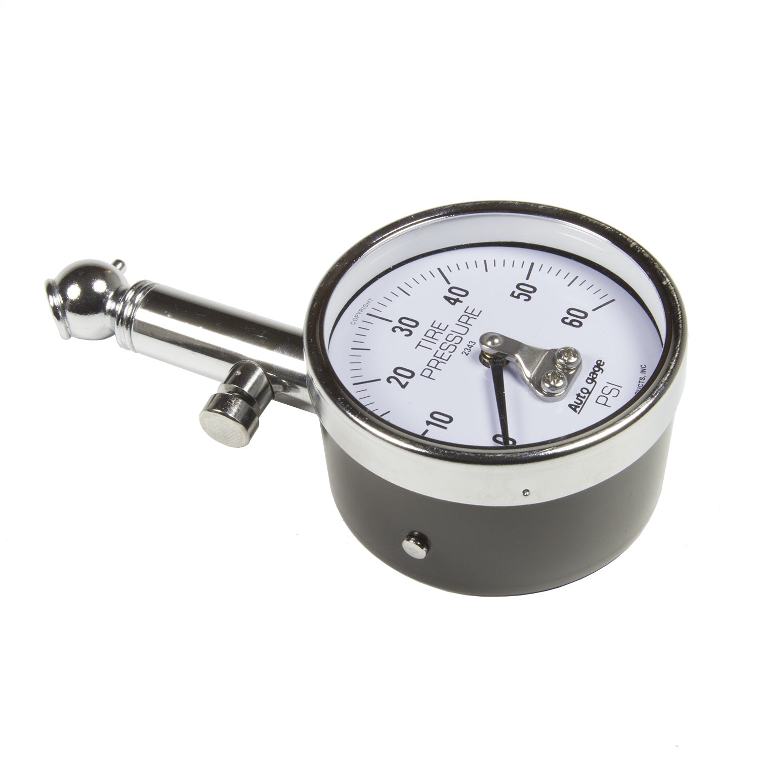 AutoMeter 2343 GAUGE; TIRE PRESSURE; ANALOG; 60PSI; WHITE DIAL; W/PEAK HOLD; AUTOGAGE AutoMeter 2343