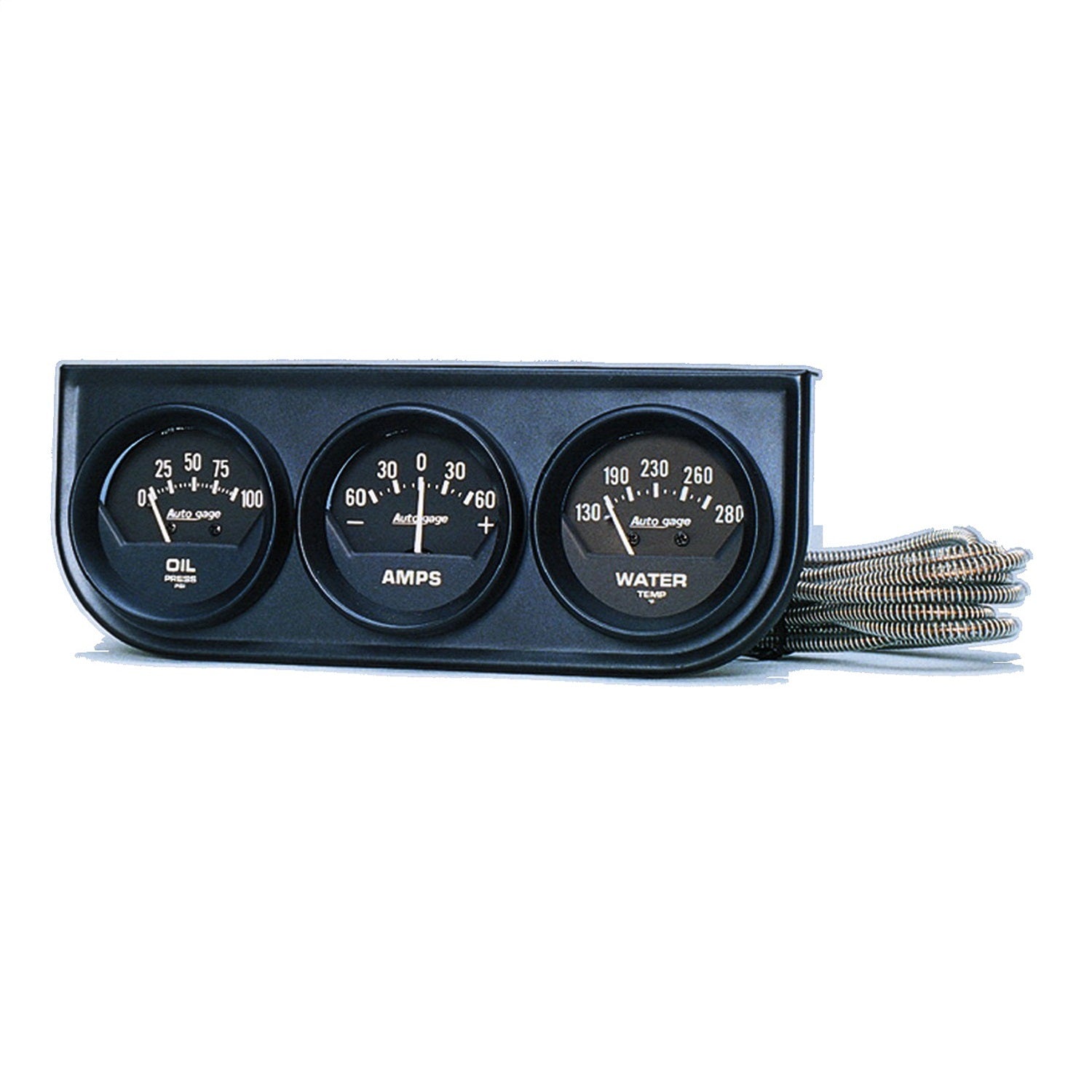 AutoMeter 2347 GAUGE CONSOLE; OILP/WTMP/AMP; 2in.; 100PSI/280deg.F/60A; BLK DIAL; BLK BZL; AG AutoMeter 2347