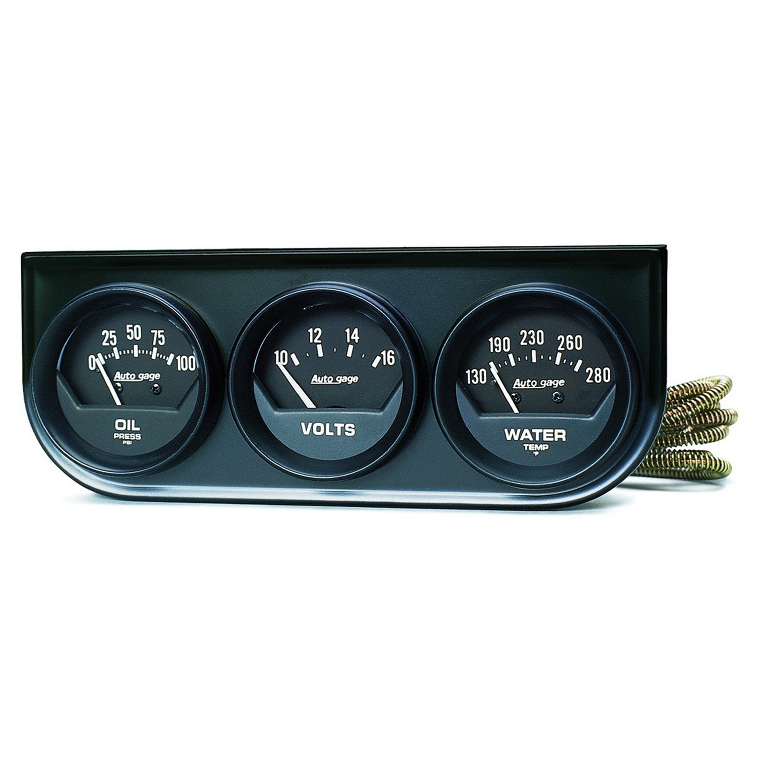 AutoMeter 2348 GAUGE CONSOLE; OILP/WTMP/VOLT; 2in.; 100PSI/280deg.F/16V; BLK DIAL; BLK BZL; AG AutoMeter 2348