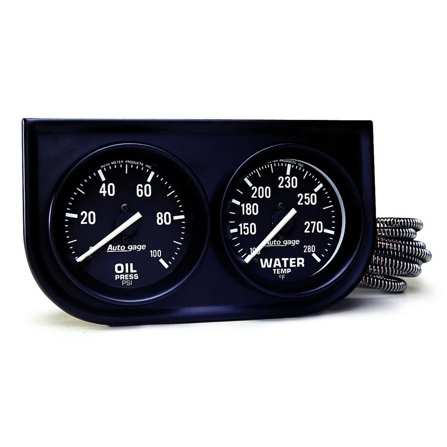 AutoMeter 2392 GAUGE CONSOLE; OILP/WTMP; 2in.; 100PSI/280deg.F; BLK DIAL; BLK BZL; AUTOGAGE AutoMeter 2392
