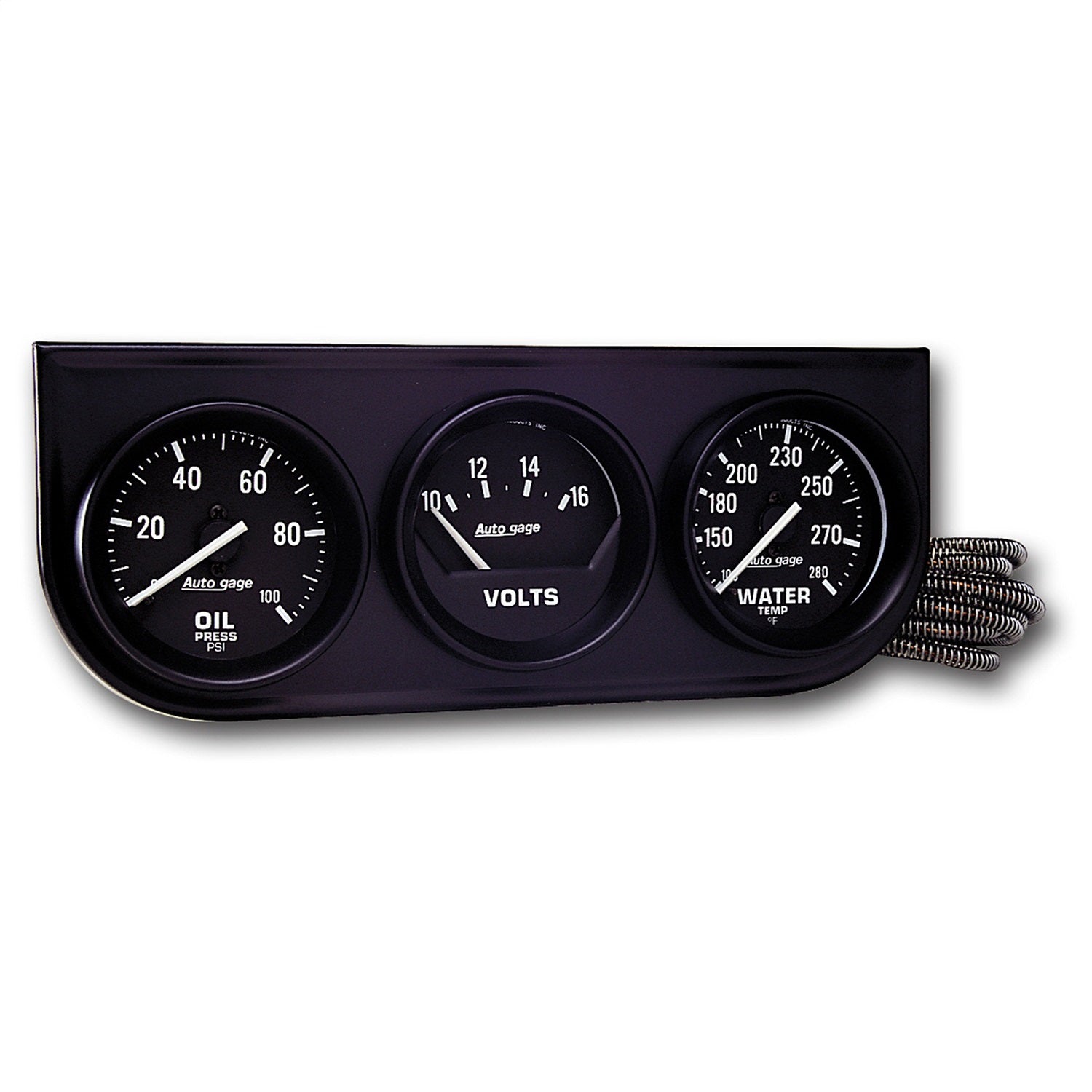 AutoMeter 2397 GAUGE CONSOLE; OILP/WTMP/VOLT; 2in.; 100PSI/280deg.F/18V; MECH BLK DIAL; BLK BZL AutoMeter 2397