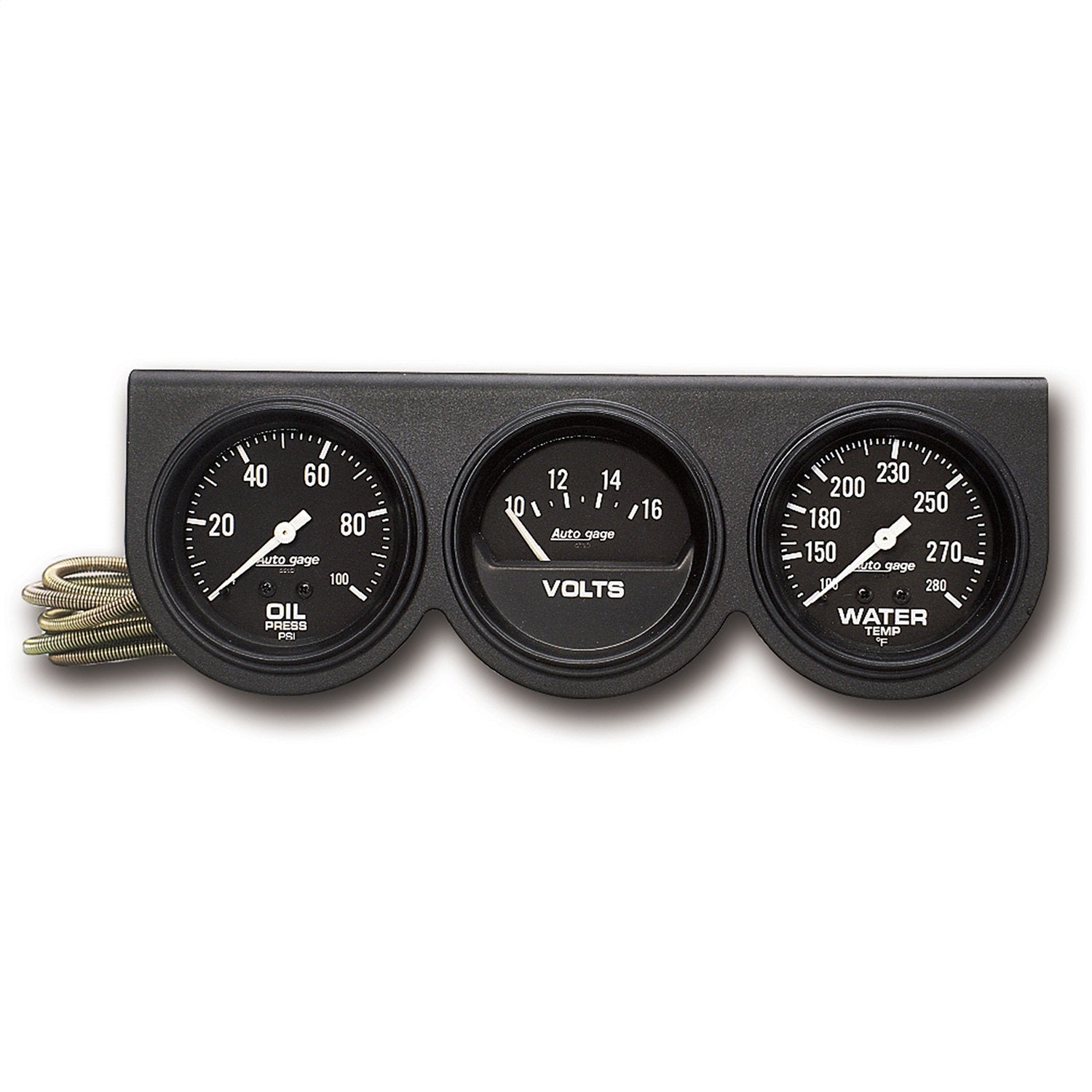 AutoMeter 2398 GAUGE CONSOLE; OILP/WTMP/VOLT; 2 5/8in.; 100PSI/280deg.F/16V; BLK DIAL; BLK BZL; AutoMeter 2398