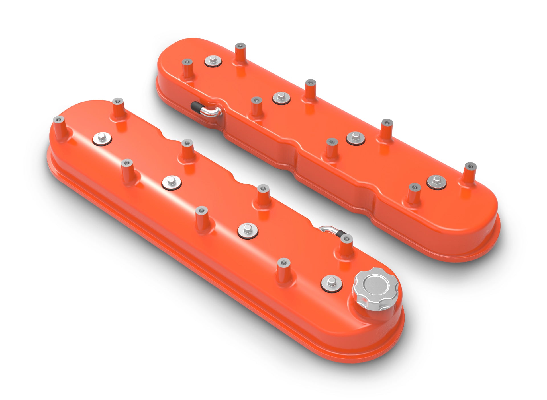 Tall LS Valve Covers w/ Coil Mounting Posts, Cast Aluminum - Factory Orange