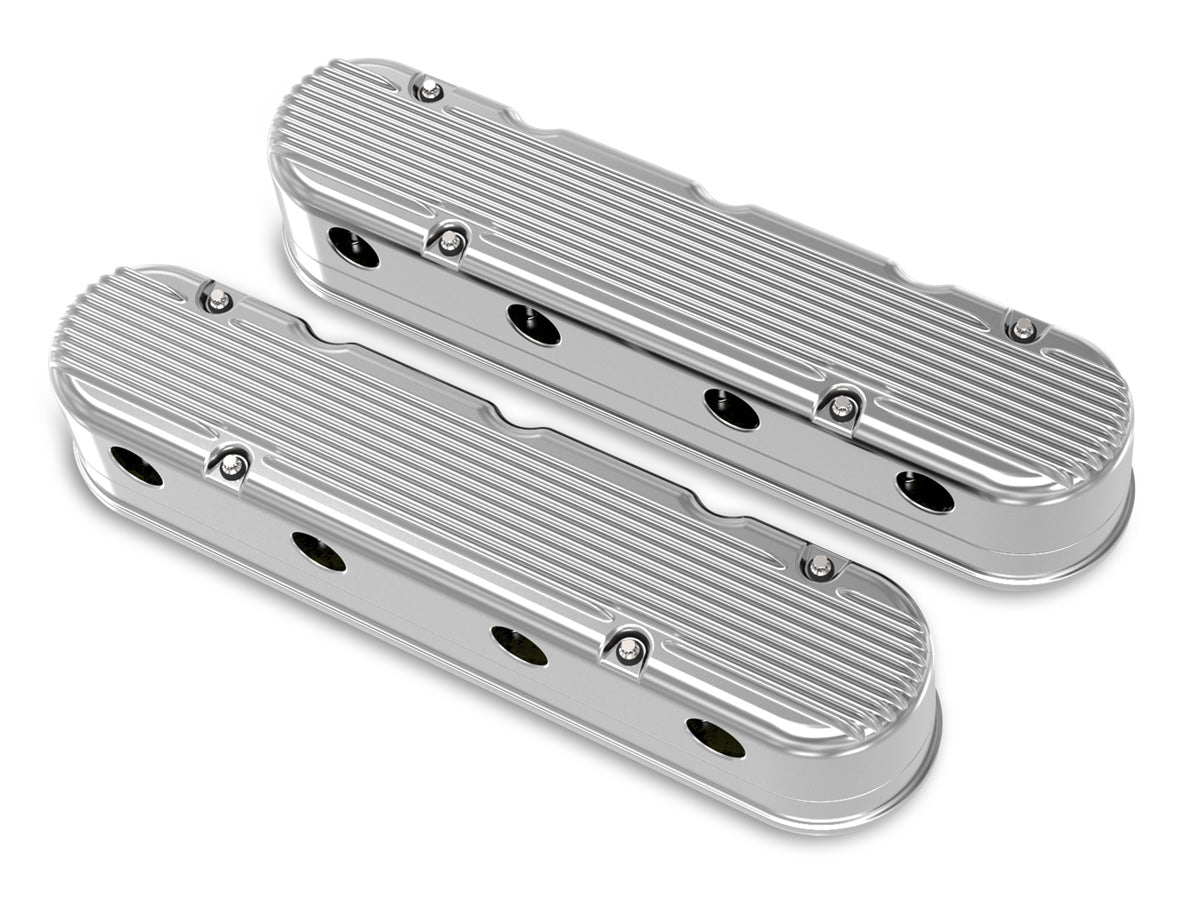 Holley 2-Piece Finned Valve Cover - Gen III/IV LS - Polished