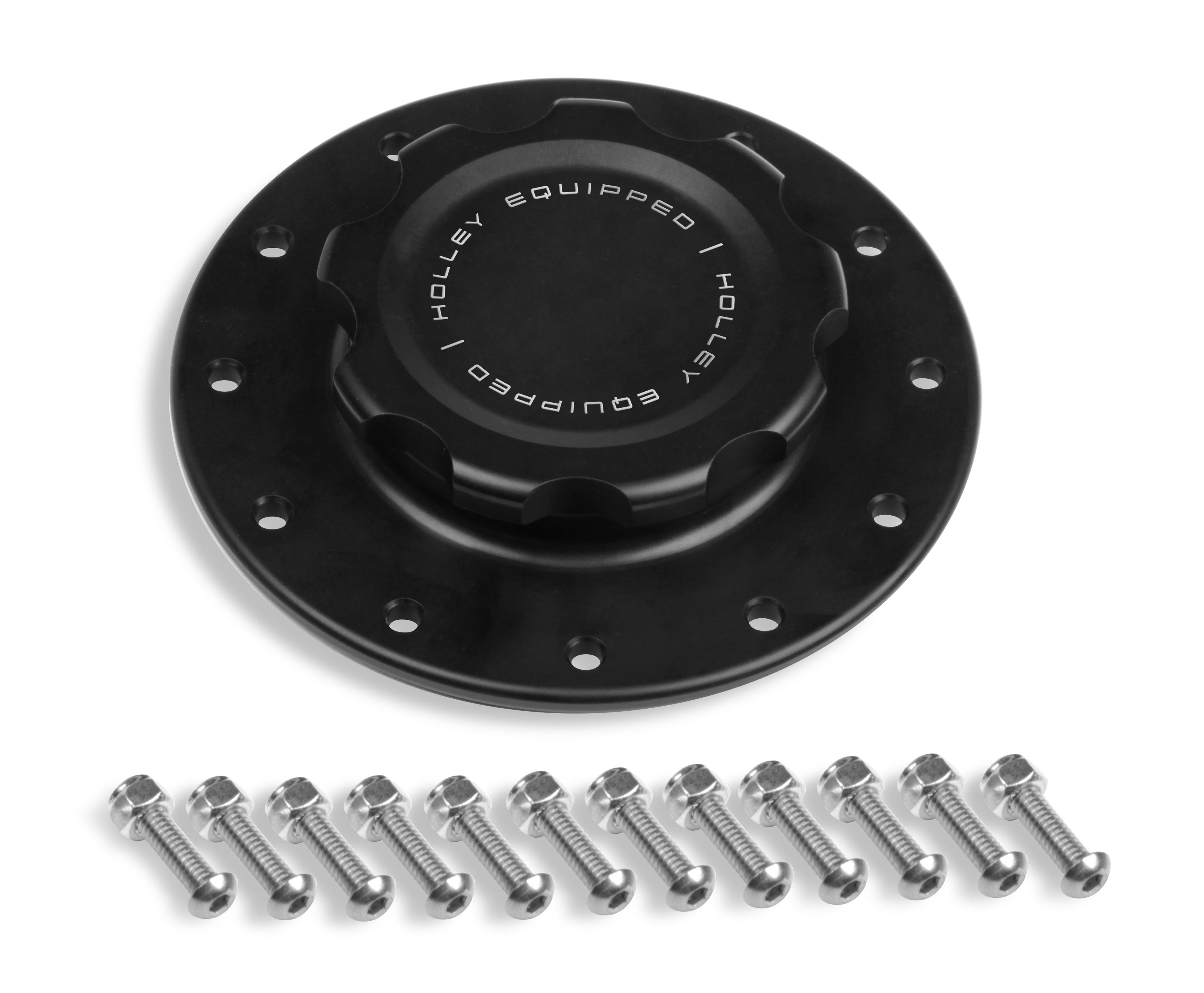 Holley 241-227 Fuel Cell Cap; Billet w/12 Hole Flange; Holley 241-227
