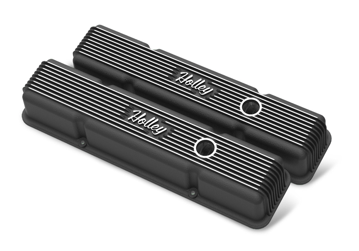 Holley 241-242 SBC Holley Die Cast Alm Valve Cover Set Black Holley 241-242