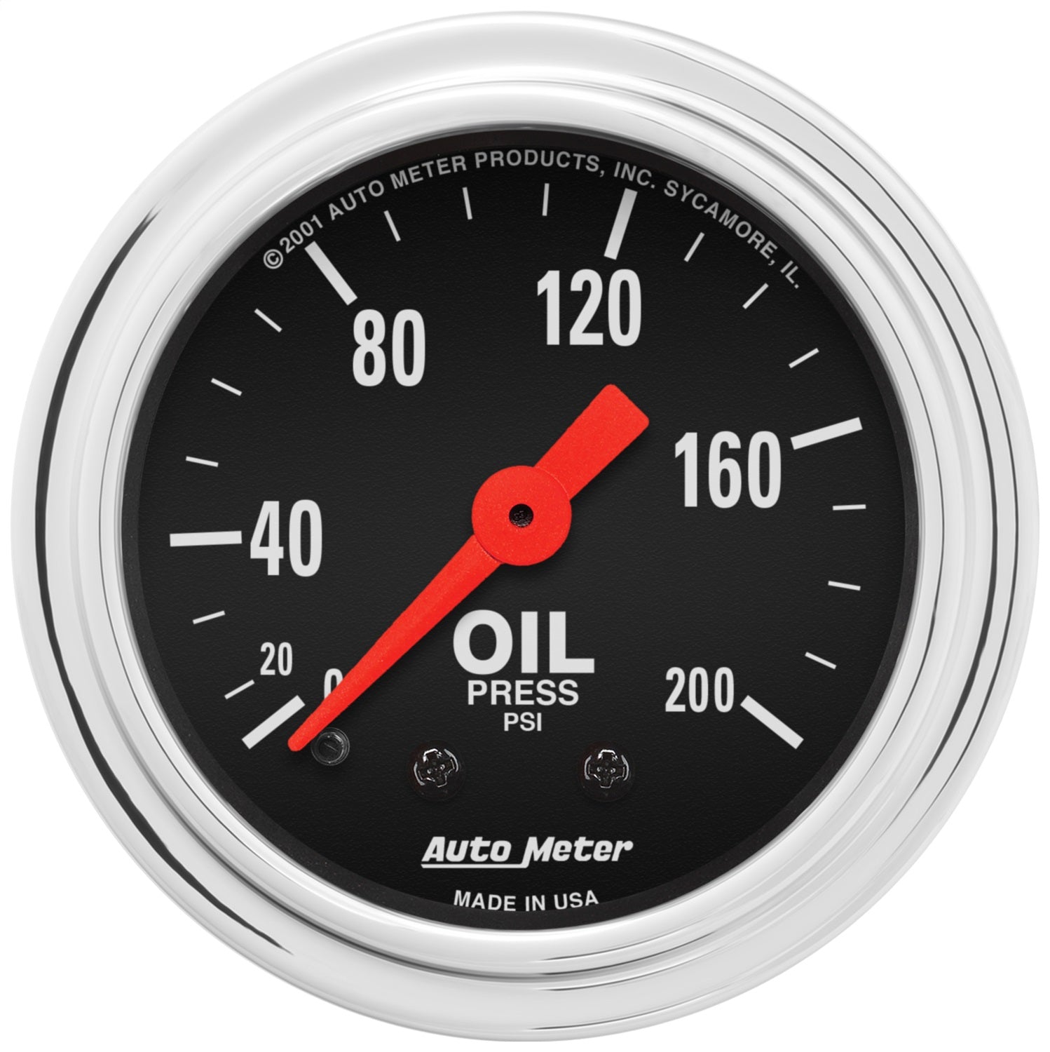 AutoMeter 2422 GAUGE; OIL PRESSURE; 2 1/16in.; 200PSI; MECHANICAL; TRADITIONAL CHROME AutoMeter 2422