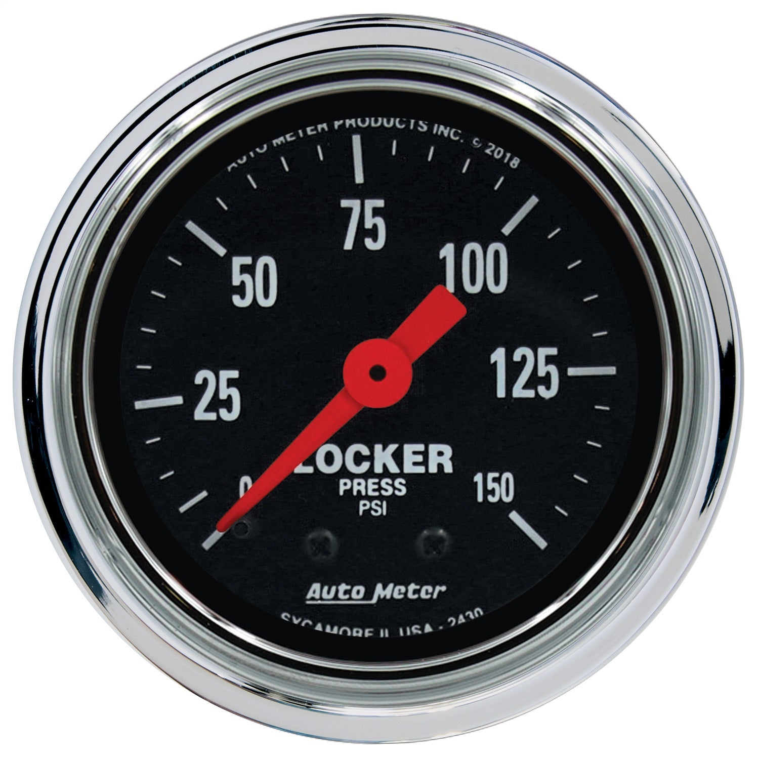 AutoMeter 2430 GAUGE; AIR LOCKER PRESS; 2 1/16in.; 150PSI; MECHANICAL; TRADITIONAL CHROME AutoMeter 2430