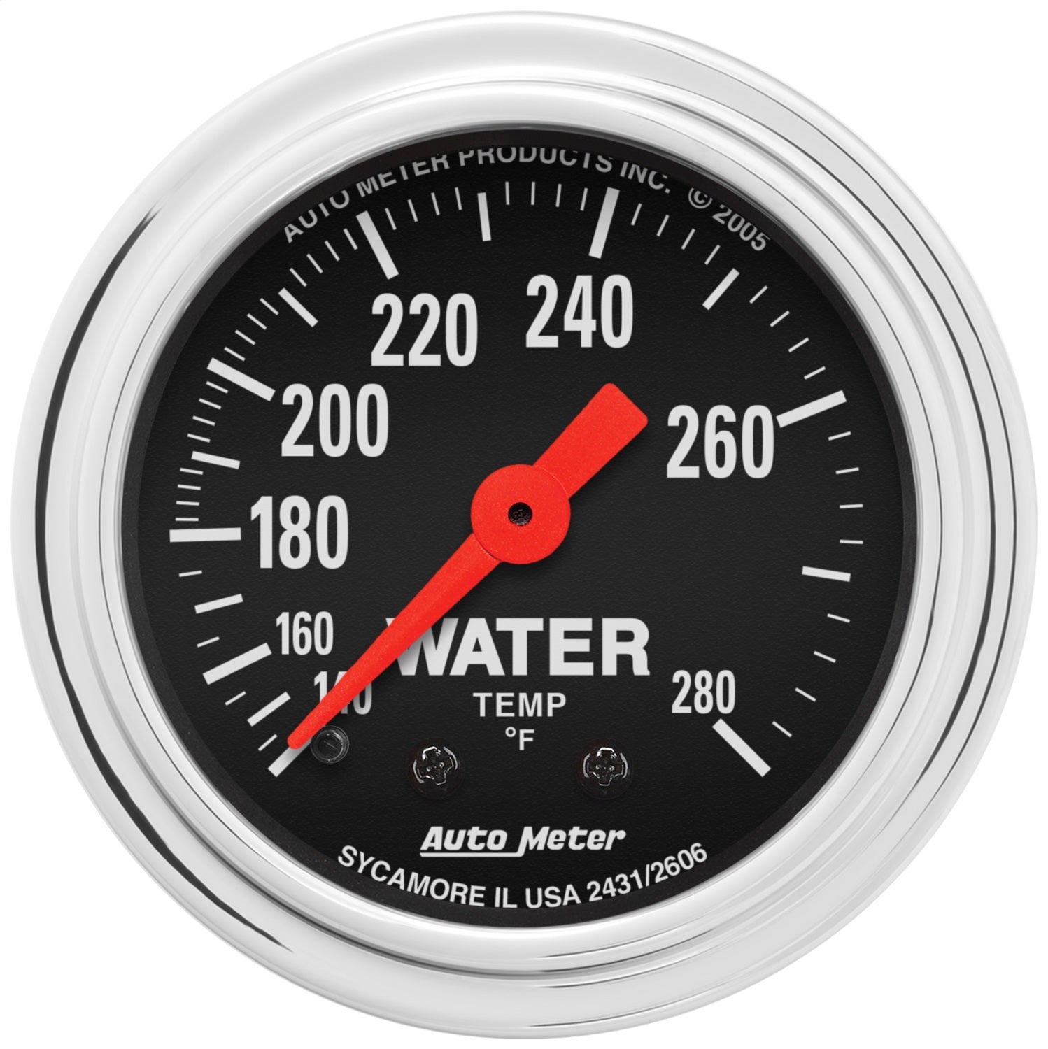 AutoMeter 2431 GAUGE; WATER TEMP; 2 1/16in.; 140-280deg.F; MECHANICAL; TRADITIONAL CHROME AutoMeter 2431