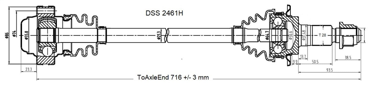 DSS 2461H High Quality CV Axle Shaft; OE Style; DSS 2461H