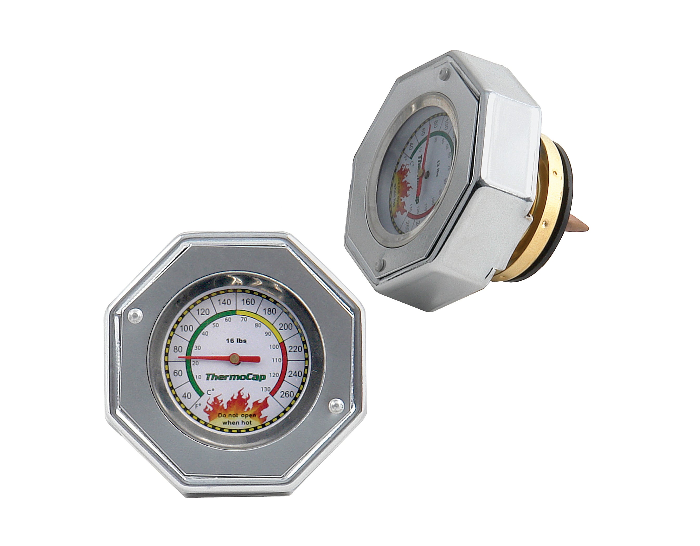 Mr Gasket 2471S Thermocap™ Radiator Cap; Silver; OEM Replacement w/Thermometer Built In; 16 psi; Mr Gasket 2471S