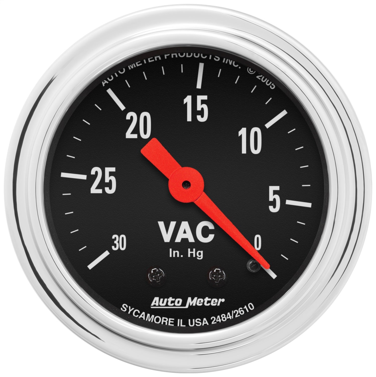 AutoMeter 2484 GAUGE; VACUUM; 2 1/16in.; 30INHG; MECHANICAL; TRADITIONAL CHROME AutoMeter 2484