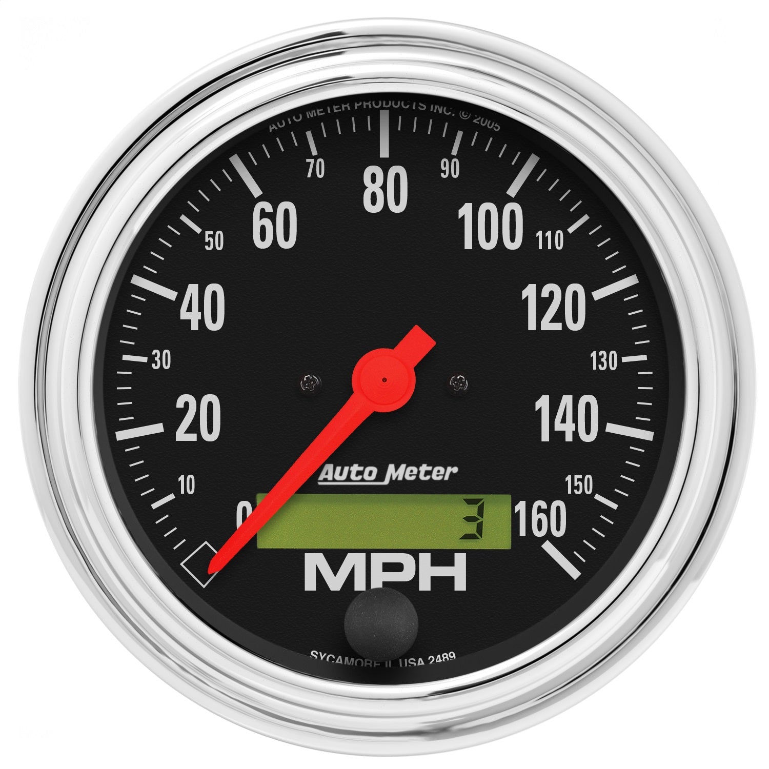 AutoMeter 2489 GAUGE; SPEEDO; 3 3/8in.; 160MPH; ELEC. PROGRAM W/LCD ODO; TRADITIONAL CHROME AutoMeter 2489