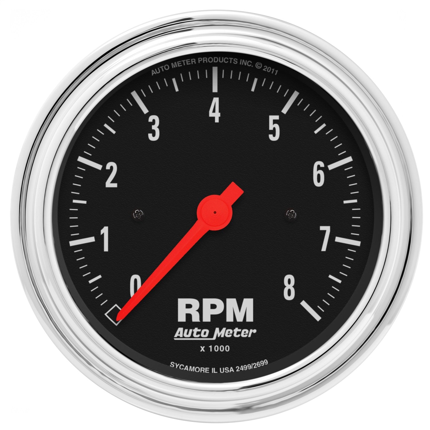 AutoMeter 2499 GAUGE; TACHOMETER; 3 3/8in.; 8K RPM; IN-DASH; TRADITIONAL CHROME AutoMeter 2499