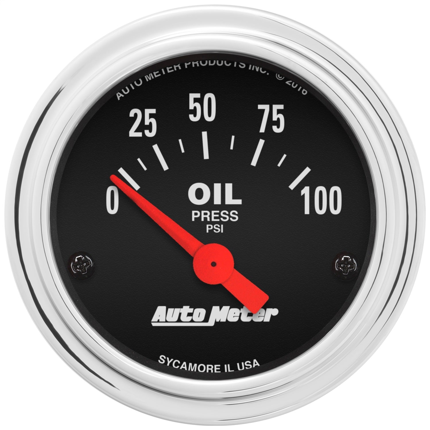 AutoMeter 2522 GAUGE; OIL PRESSURE; 2 1/16in.; 100PSI; ELECTRIC; TRADITIONAL CHROME AutoMeter 2522