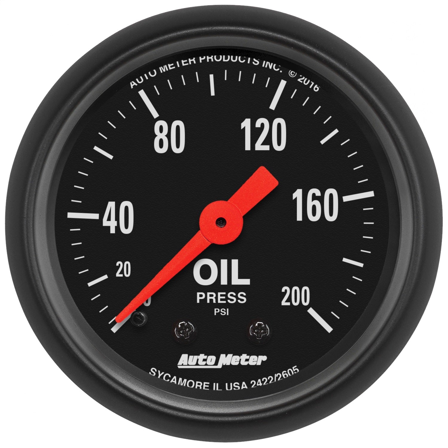 AutoMeter 2605 GAUGE; OIL PRESS; 2 1/16in.; 200PSI; MECHANICAL; Z-SERIES AutoMeter 2605