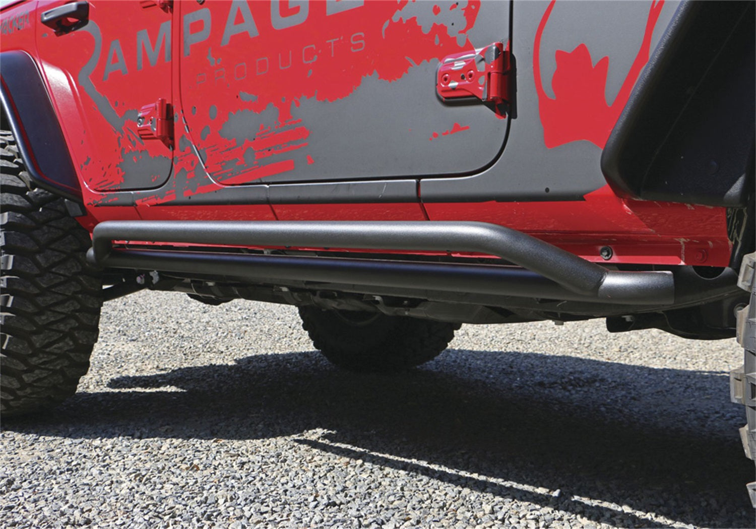 Rampage 26631 Rail Side™ Rocker Guard; Textured Black Powder Coat; w/Recessed Step; Pair; Rampage 26631