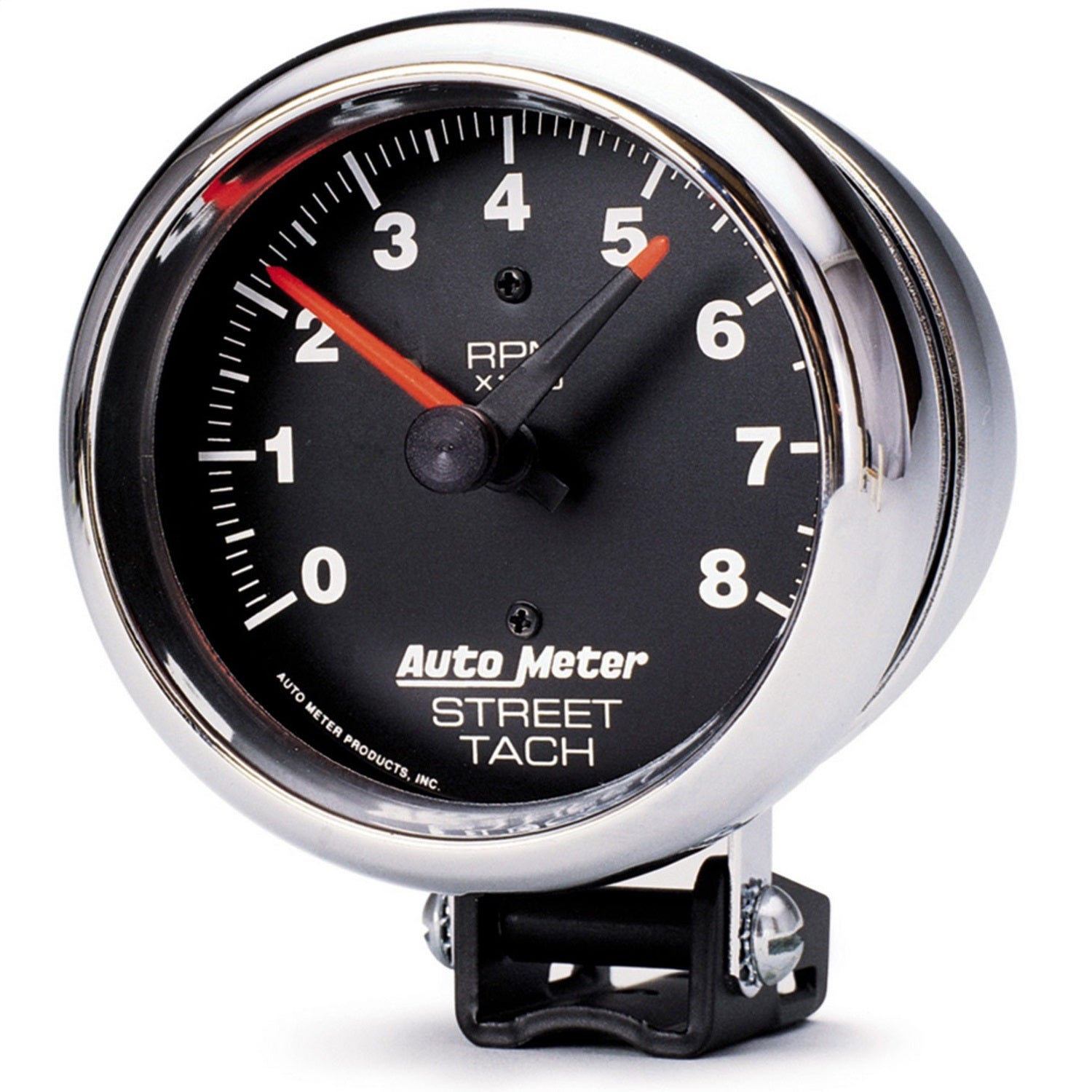 AutoMeter 2895 GAUGE; TACHOMETER; 3 3/4in.; 8K RPM; PEDESTAL W/RED LINE; TRADITIONAL CHROME AutoMeter 2895