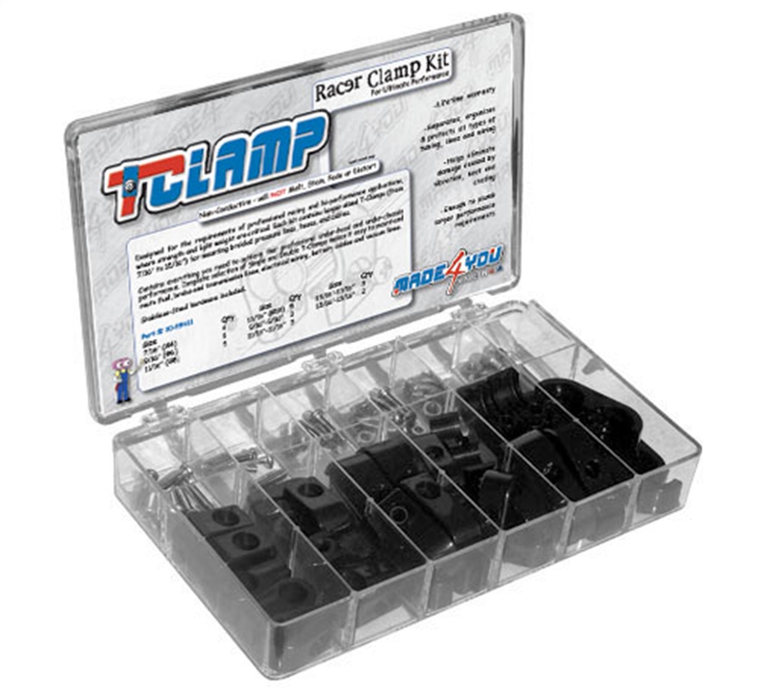 Lokar 30-896-11 T Clamp Racer Kit; 4 to 10 Single; 9/16 in. to 15/16 in. Double Clamps; Black; Lokar 30-896-11
