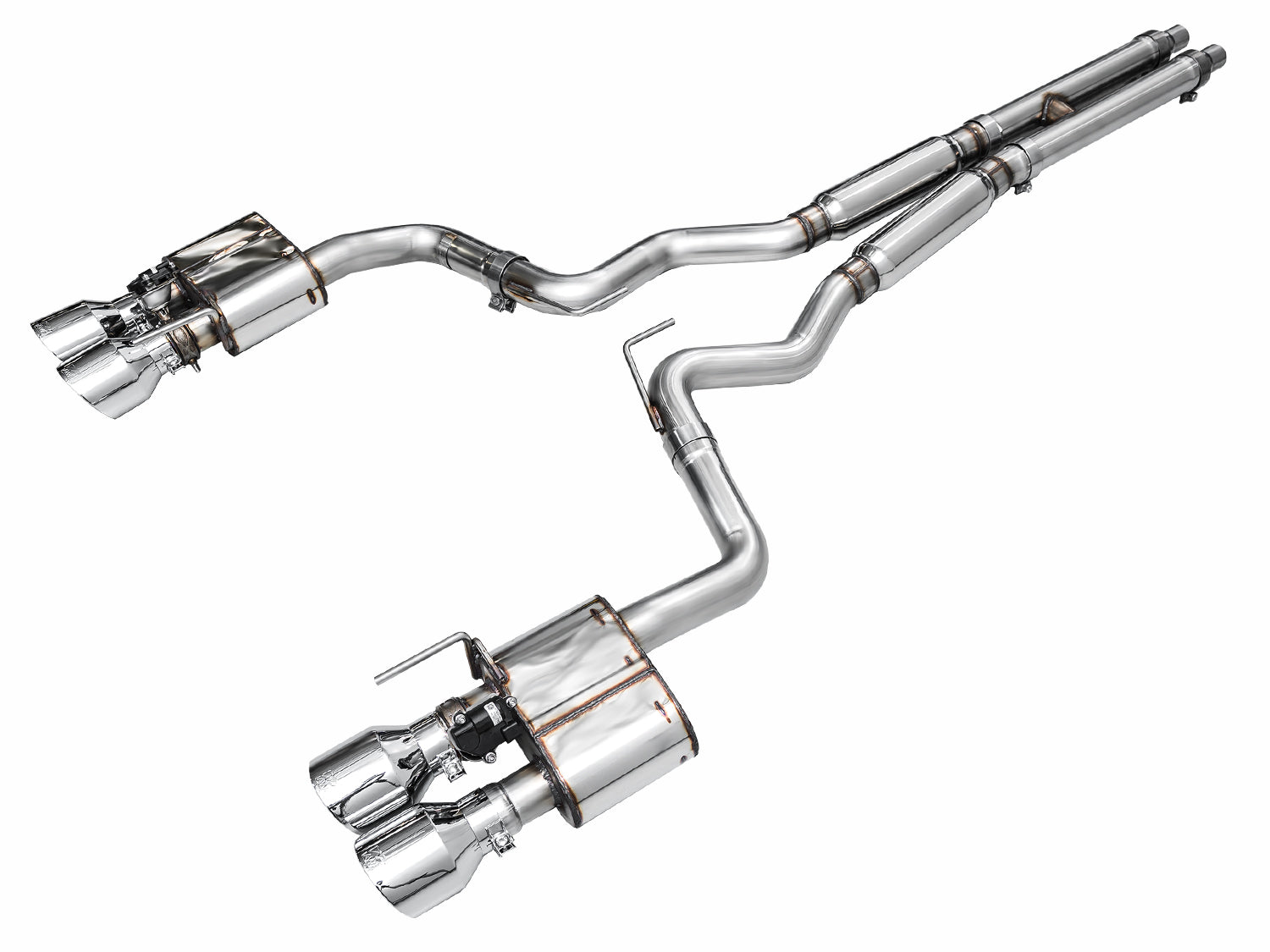 AWE Tuning 3025-42551 AWE SwitchPath™ Exhaust for Ford Mustang S550 Mach1 - Quad Chrome Silver Tip AWE Tuning 3025-42551