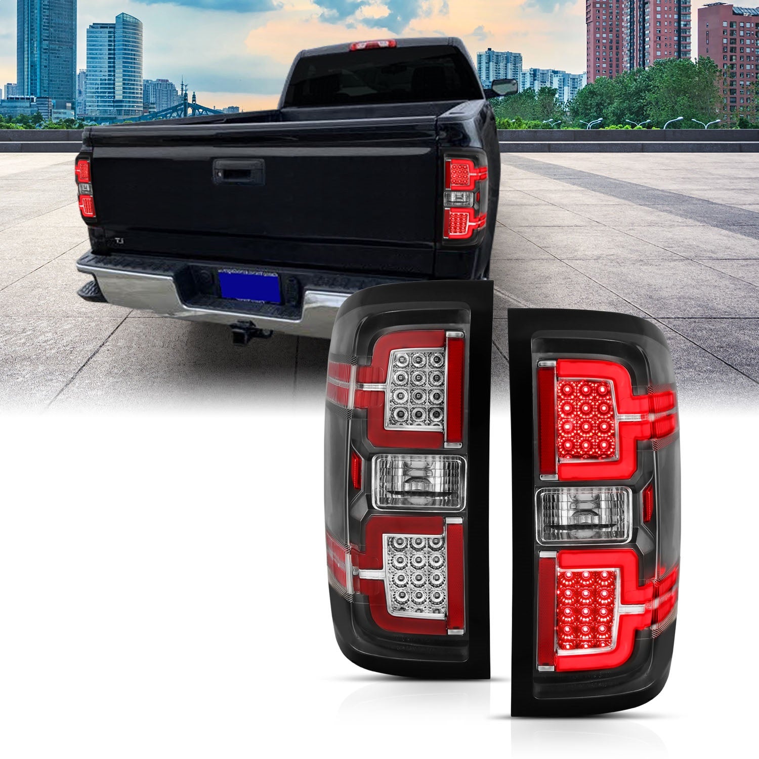 ANZO USA 311289 LED Tail Light Assembly; LED; Black Lens; Pair; ANZO USA 311289