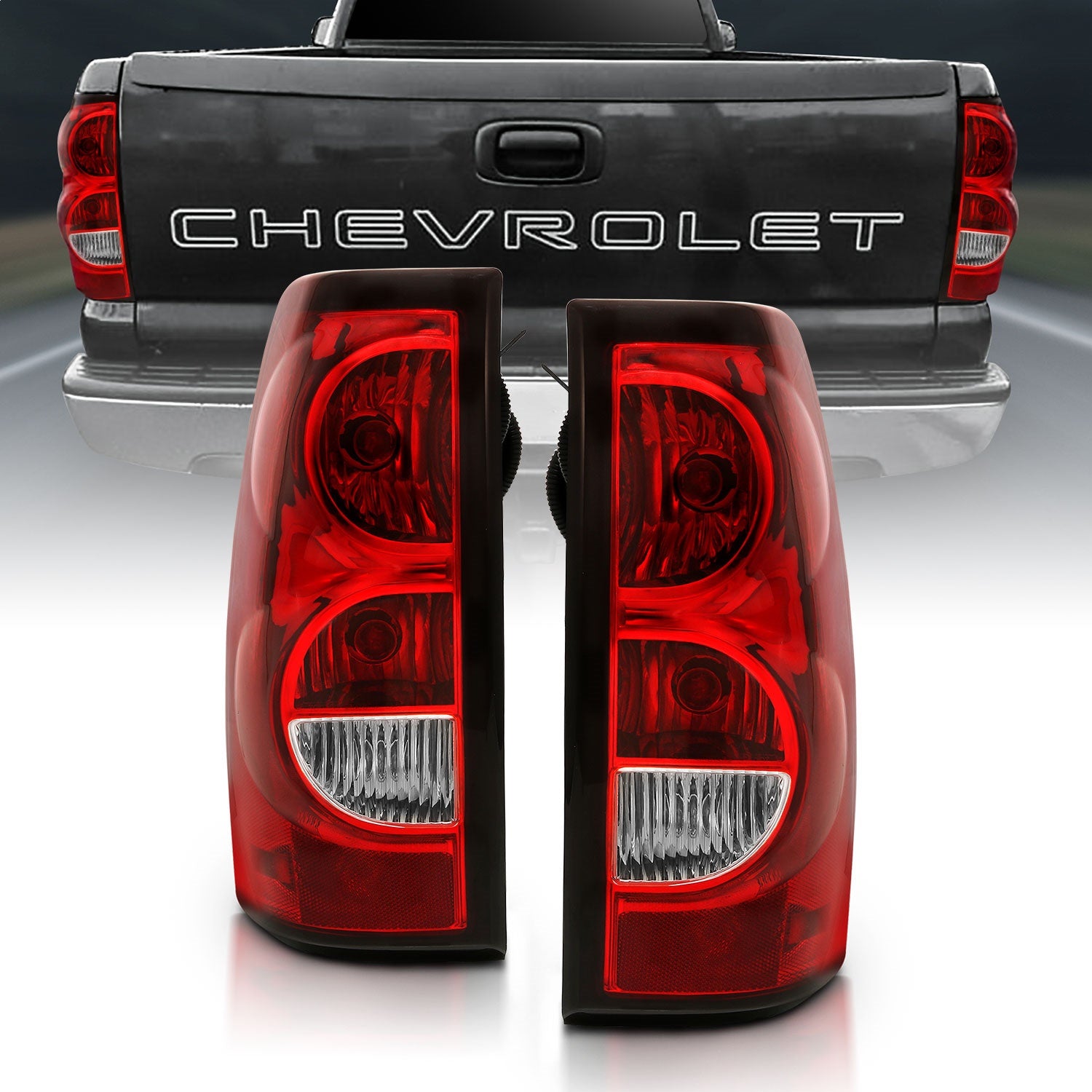 ANZO USA 311302 Tail Light Assembly; Red/Clear Lens; w/Black Trim; OE Replacement; ANZO USA 311302