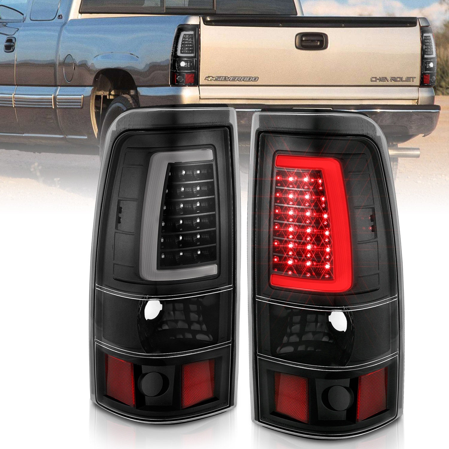 ANZO USA 311333 LED Tail Light Assembly; LED; Clear Lens; Black; Pair; ANZO USA 311333