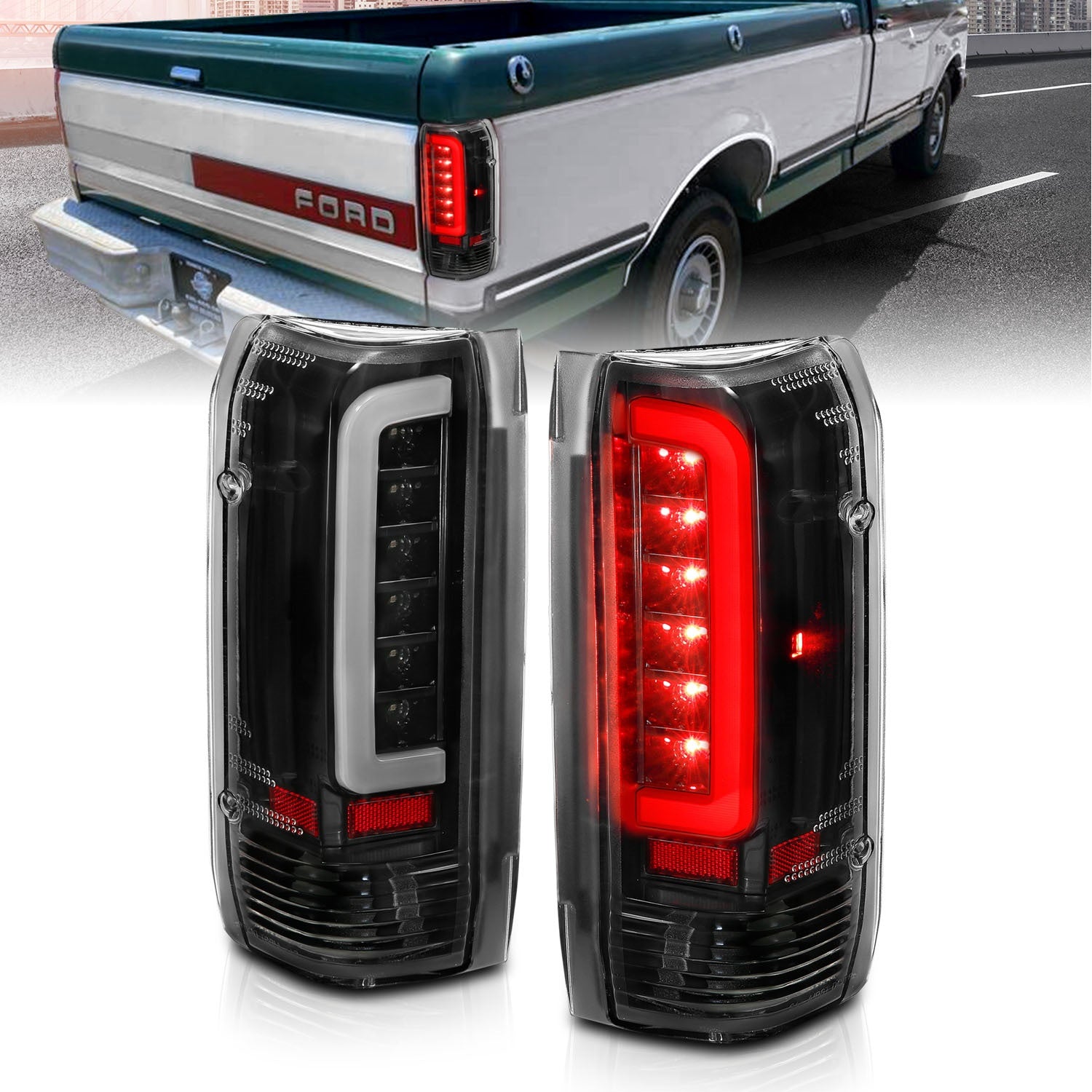ANZO USA 311350 LED Tail Light Assembly; LED; Clear Lens; Black Housing; Pair; ANZO USA 311350