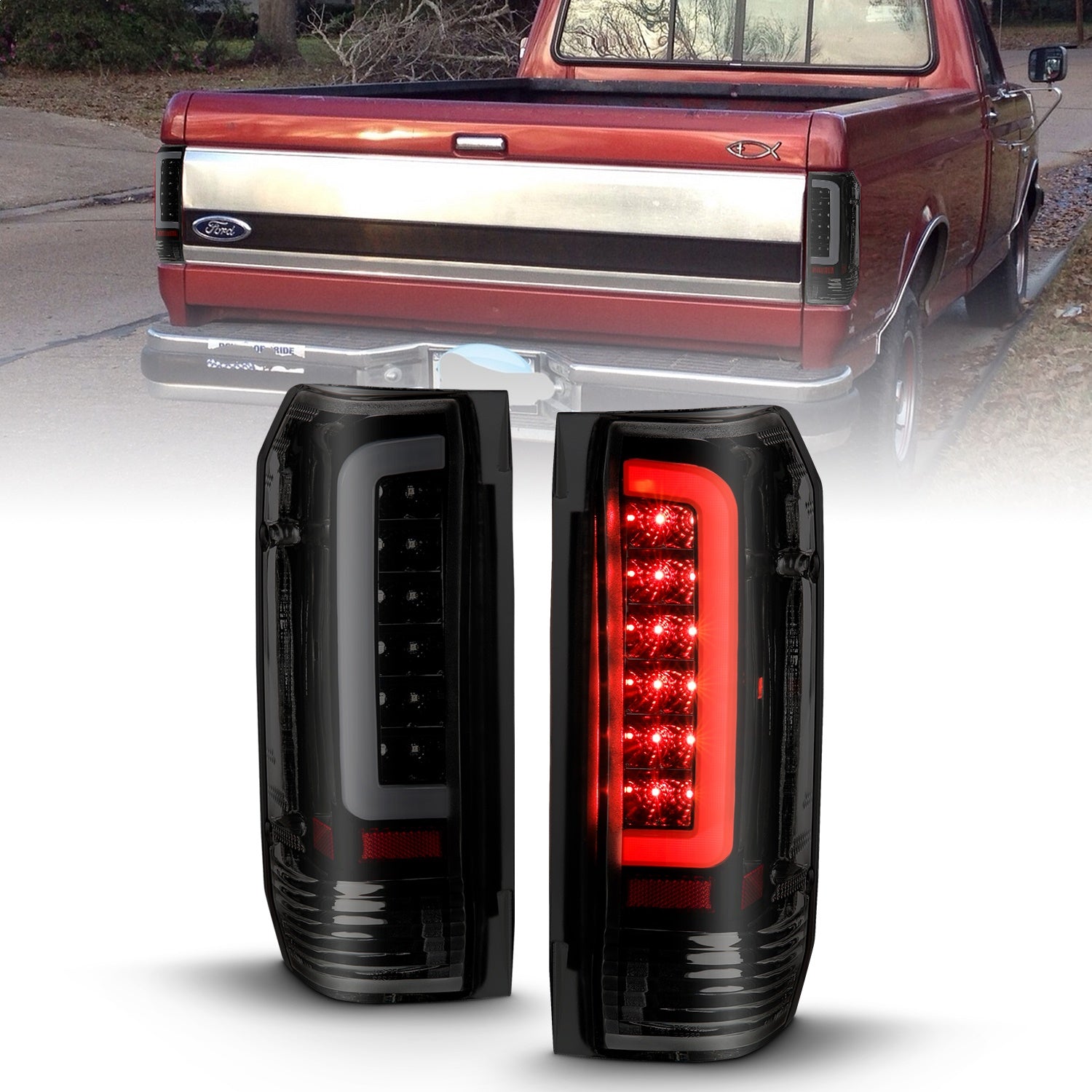 ANZO USA 311351 LED Tail Light Assembly; LED; Smoke Lens; Black Housing; Pair; ANZO USA 311351