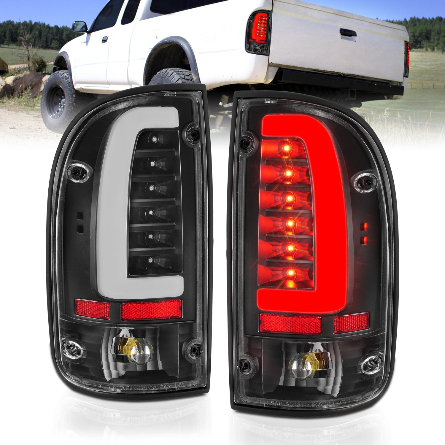 ANZO USA 311353 LED Tail Light Assembly; LED; Clear Lens; Black Housing; Pair; ANZO USA 311353