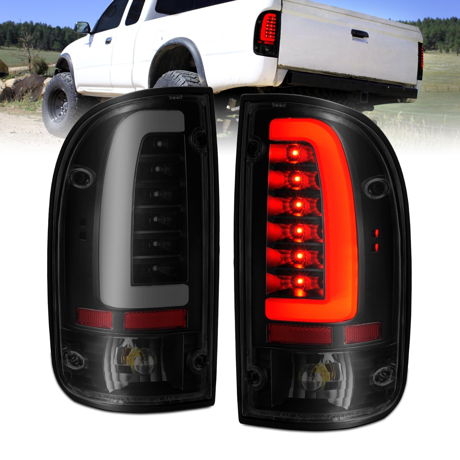 ANZO USA 311354 LED Tail Light Assembly; LED; Smoke Lens; Black Housing; Pair; ANZO USA 311354