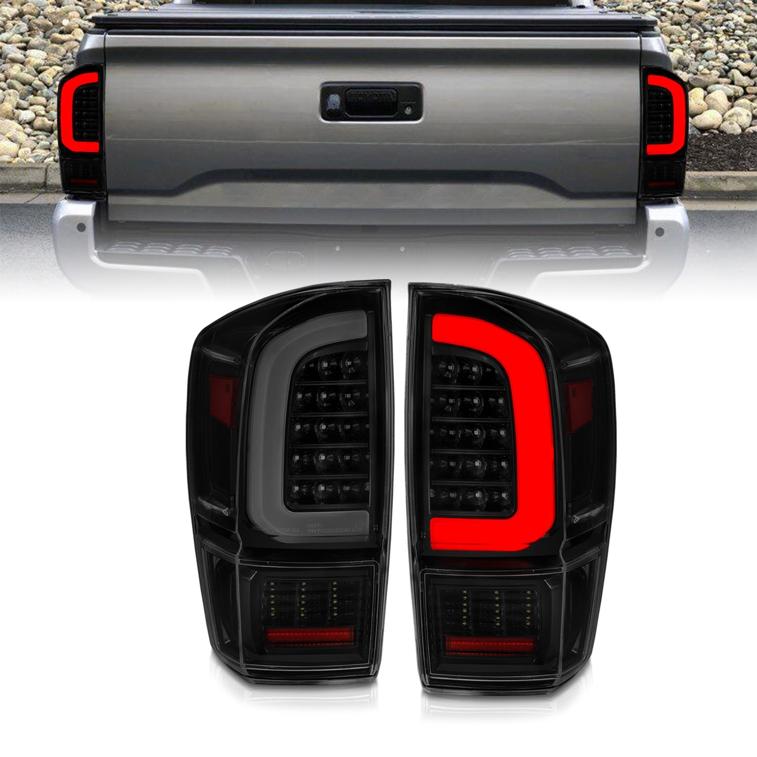 ANZO USA 311401 LED Tail Light Assembly; Smoke Lens; Black Housing; w/Light Bar Sequential; ANZO USA 311401