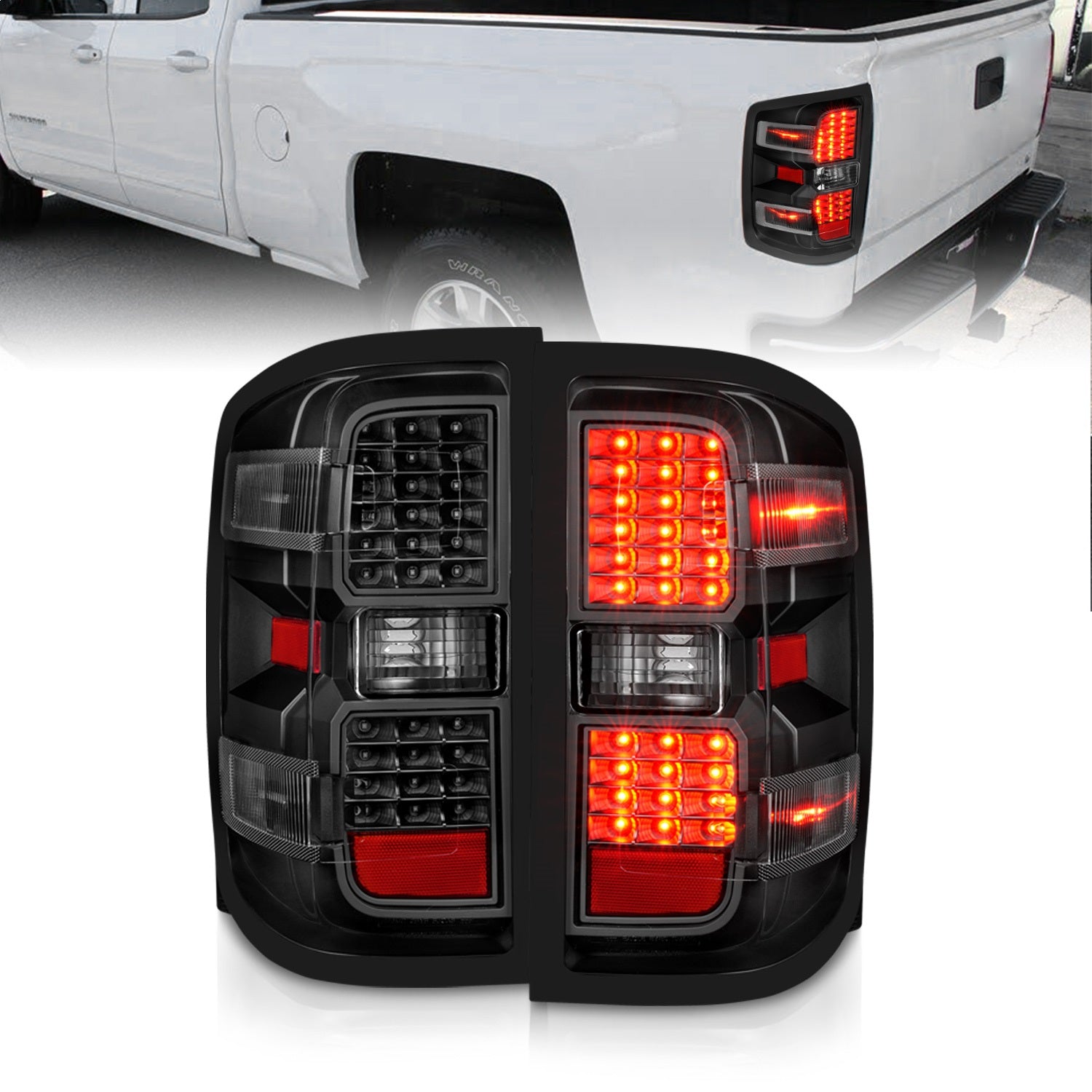 ANZO USA 311423 LED Tail Light Assembly; LED; Clear Lens; Black Housing; Pair; ANZO USA 311423