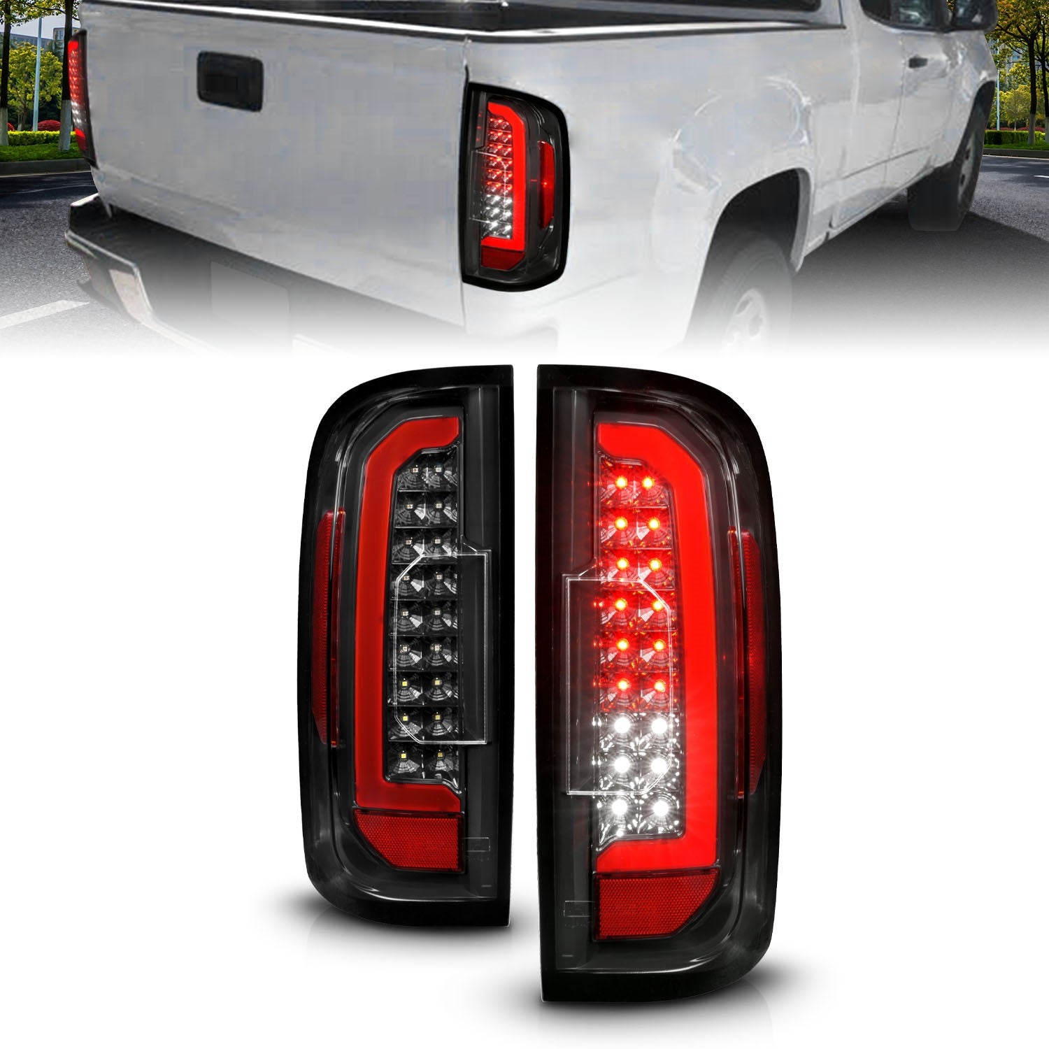 ANZO USA 311434 LED Tail Light Assembly; LED; w/Red Light Bar; Black Housing; Clear Lens; ANZO USA 311434