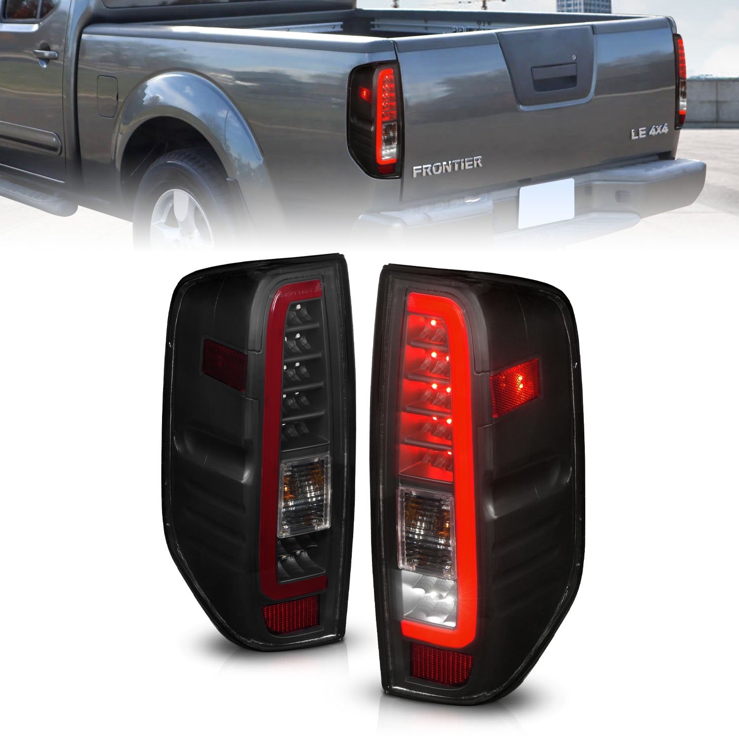 ANZO USA 311444 LED Tail Light Assembly; LED; Smoke Lens; Black Housing; Pair; ANZO USA 311444