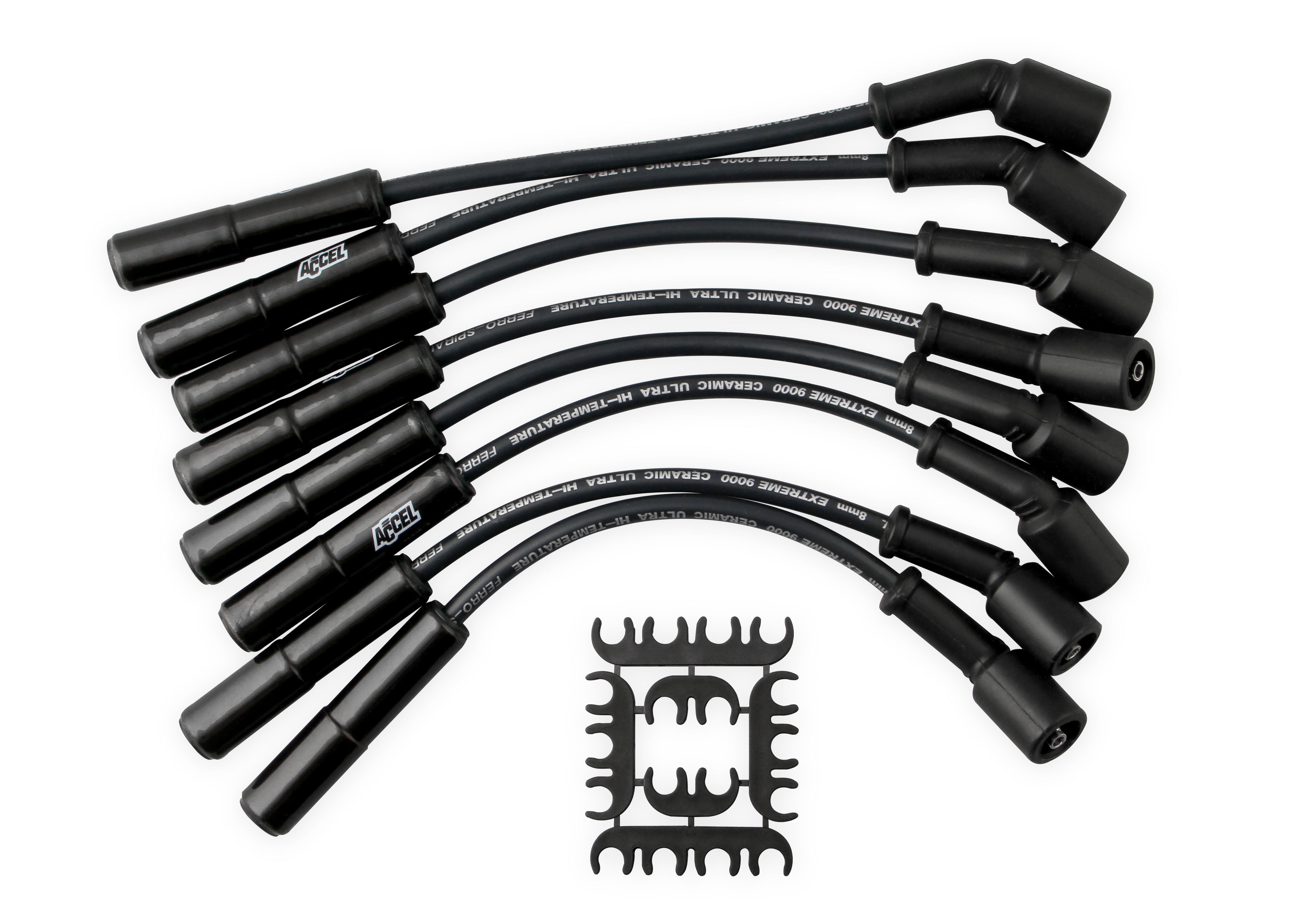 ACCEL 9059CK X9000 Spark Plug Wire Set GM LS 12in Long Blk ACCEL 9059CK