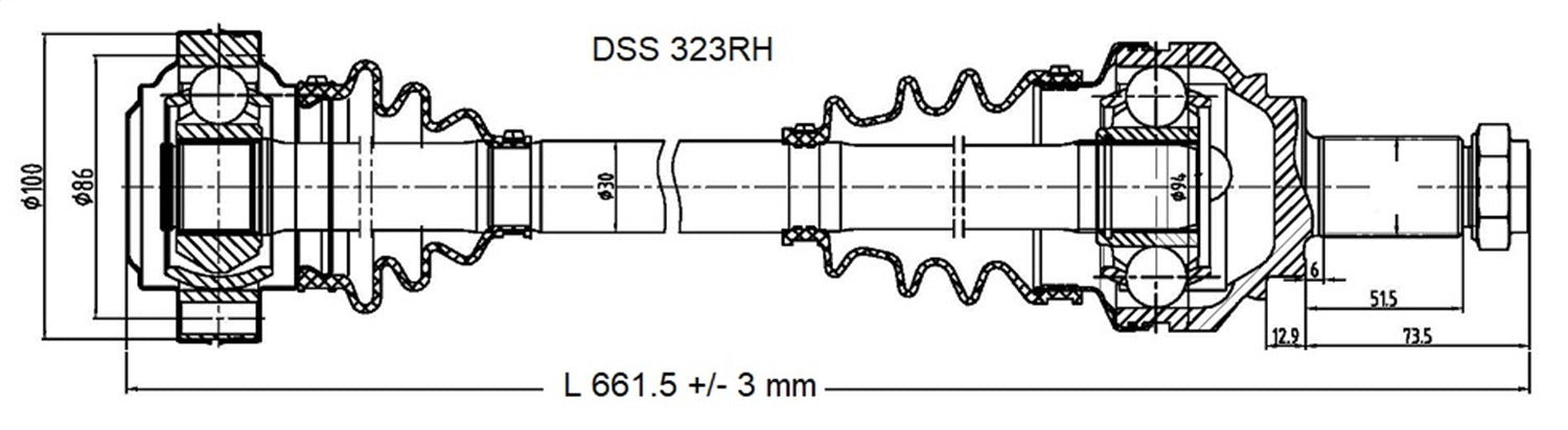 DSS 323RH High Quality CV Axle Shaft; OE Style; DSS 323RH