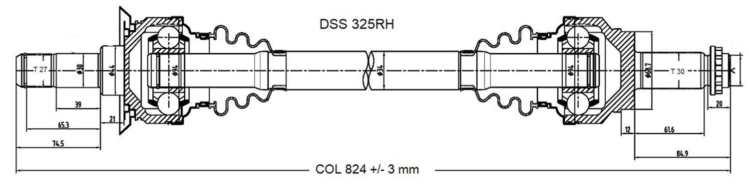 DSS 325RH High Quality CV Axle Shaft; OE Style; DSS 325RH