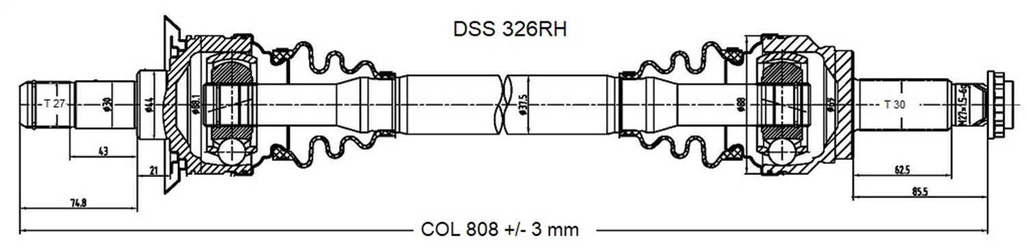 DSS 326RH High Quality CV Axle Shaft; OE Style; DSS 326RH