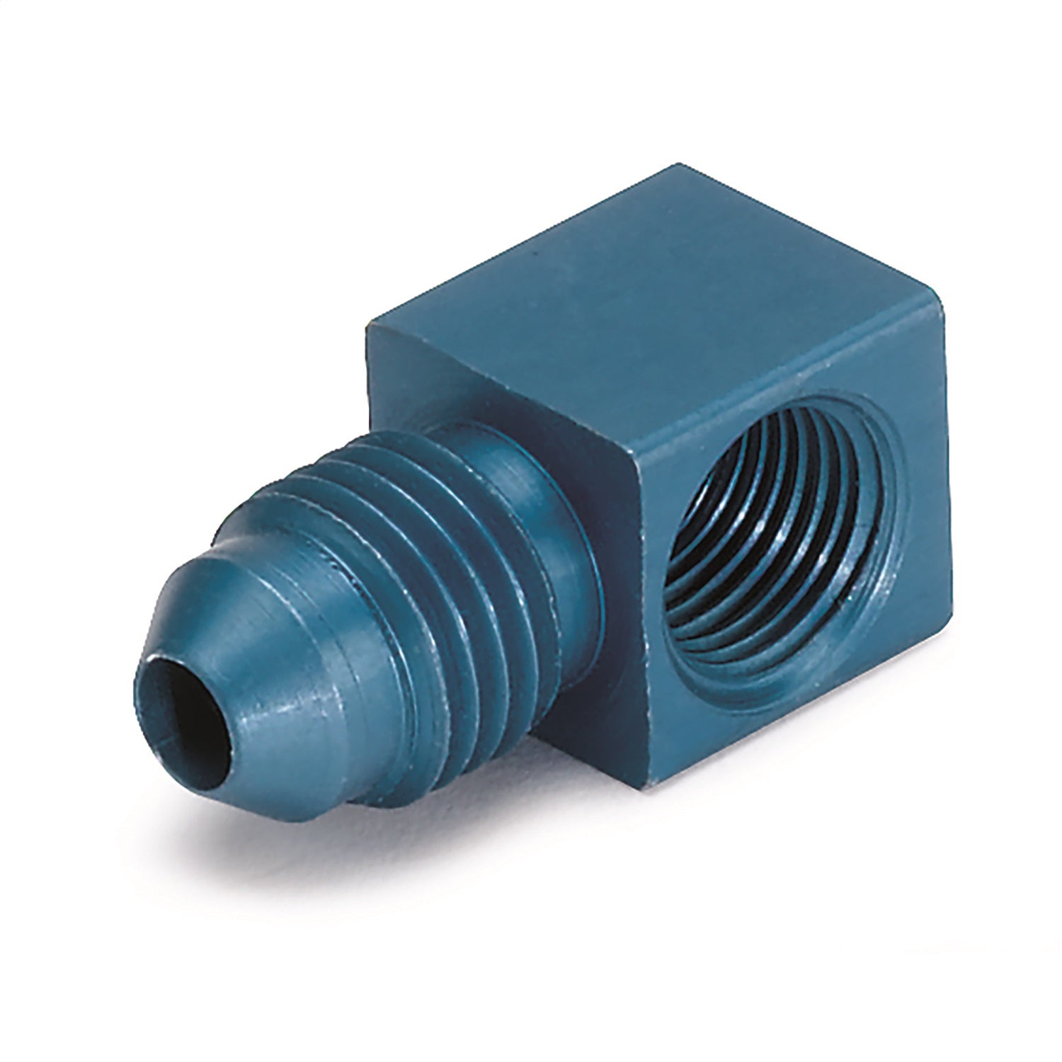 AutoMeter 3278 FITTING; ADAPTER; 90deg.; 1/8in. NPTF FEMALE TO-4AN MALE; ALUMINUM; BLUE ANODIZE AutoMeter 3278