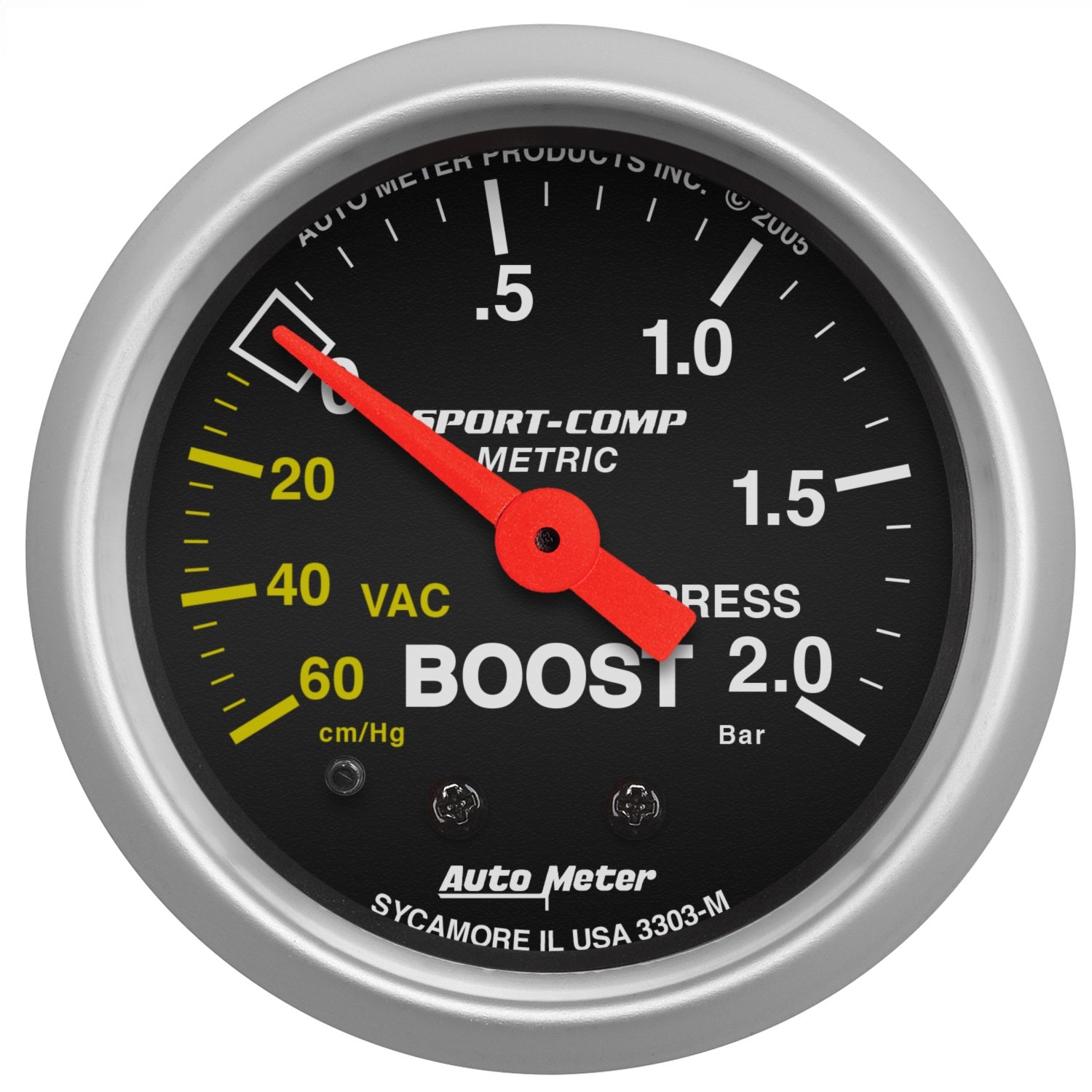 AutoMeter 3303-M GAUGE; VAC/BOOST; 2 1/16in.; 60CMHG-2.0BAR; MECHANICAL; SPORT-COMP AutoMeter 3303-M