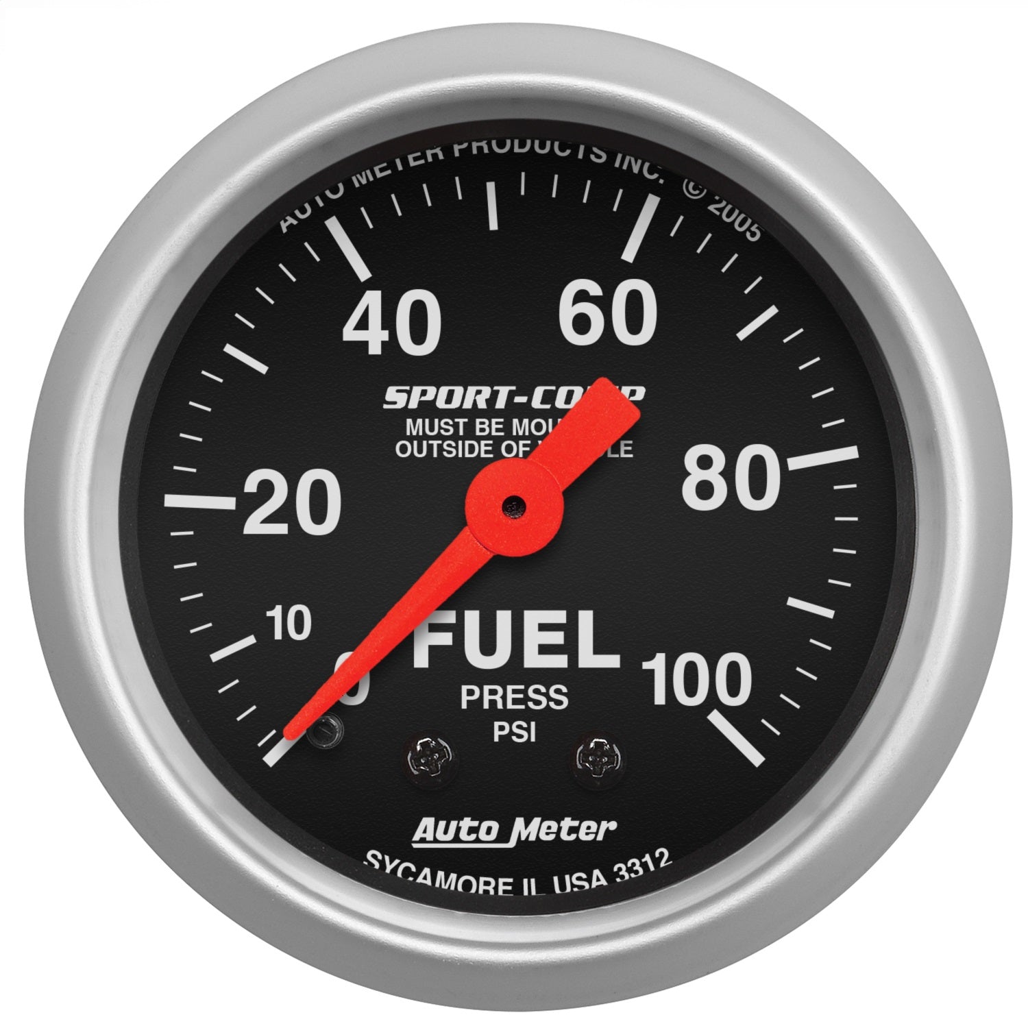 AutoMeter 3312 GAUGE; FUEL PRESSURE; 2 1/16in.; 100PSI; MECHANICAL; SPORT-COMP AutoMeter 3312