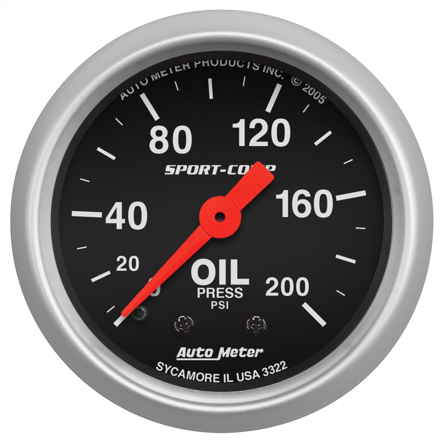AutoMeter 3322 GAUGE; OIL PRESSURE; 2 1/16in.; 200PSI; MECHANICAL; SPORT-COMP AutoMeter 3322