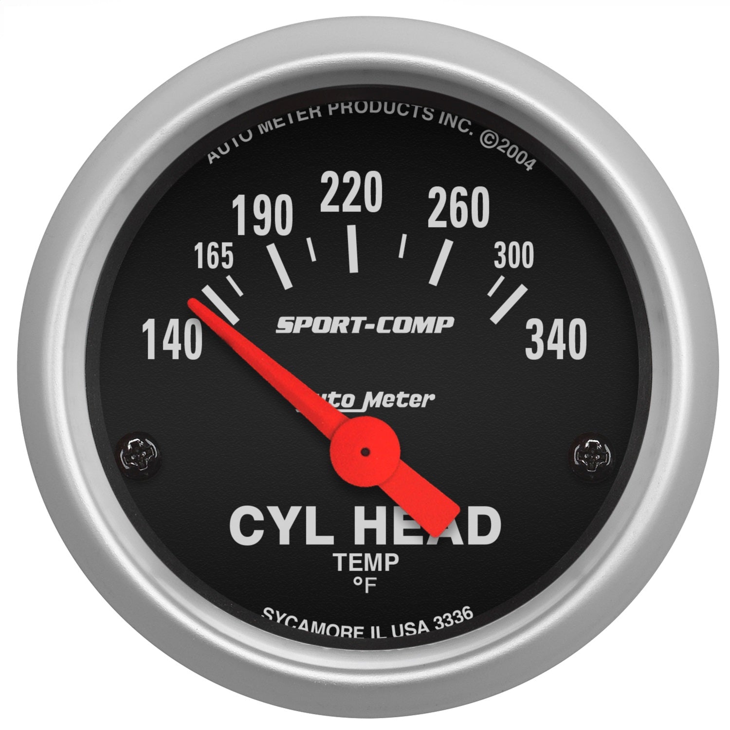 AutoMeter 3336 GAUGE; CYLINDER HEAD TEMP; 2 1/16in.; 140-340deg.F; ELECTRIC; SPORT-COMP AutoMeter 3336
