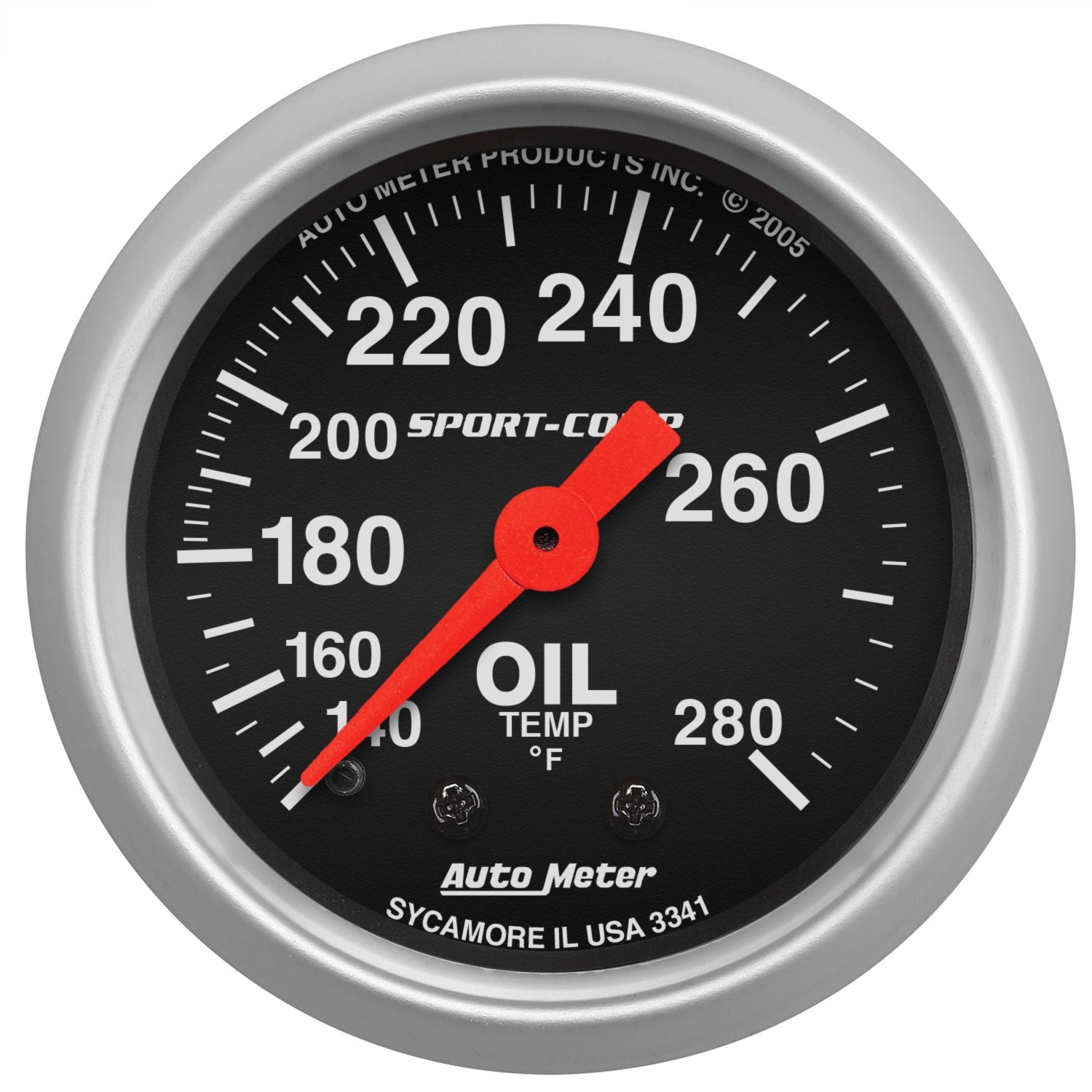 AutoMeter 3341 GAUGE; OIL TEMP; 2 1/16in.; 140-280deg.F; MECHANICAL; SPORT-COMP AutoMeter 3341