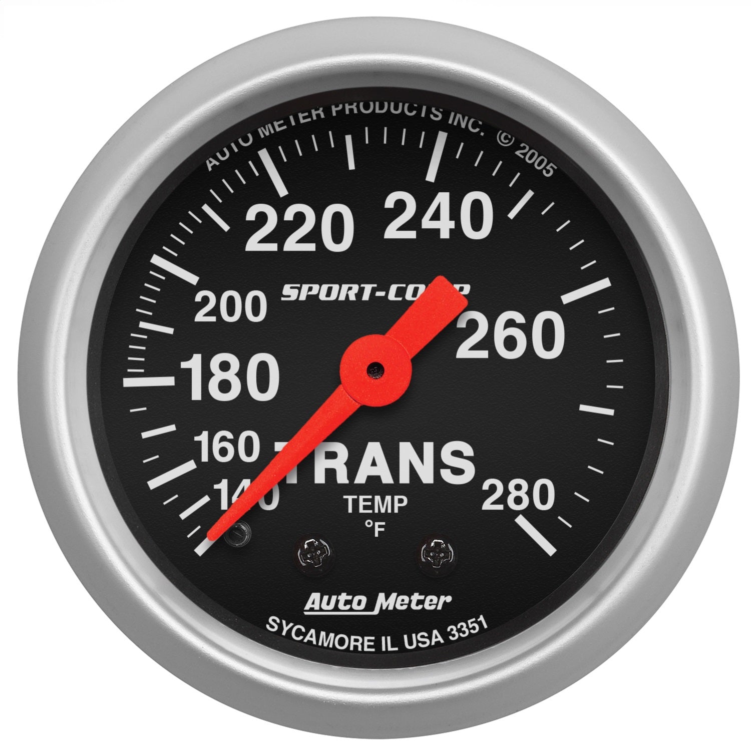 AutoMeter 3351 GAUGE; TRANS TEMP; 2 1/16in.; 140-280deg.F; MECHANICAL; 8FT.; SPORT-COMP AutoMeter 3351