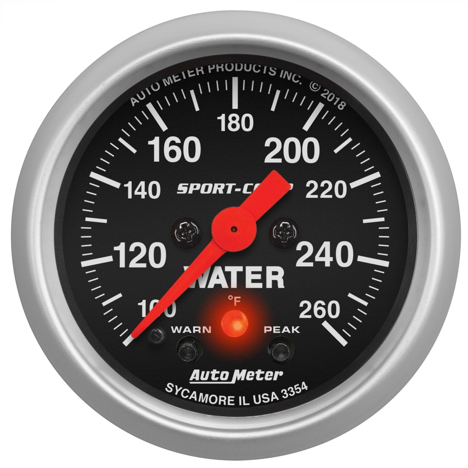 AutoMeter 3354 GAUGE; WATER TEMP; 2 1/16in.; 260deg.F; DIGITAL STEPPER MOTOR W/PK/WRN; SPORT-CO AutoMeter 3354