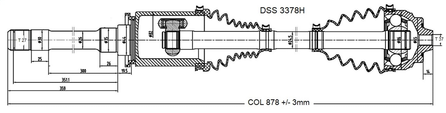 DSS 3378H High Quality CV Axle Shaft; OE Style; DSS 3378H