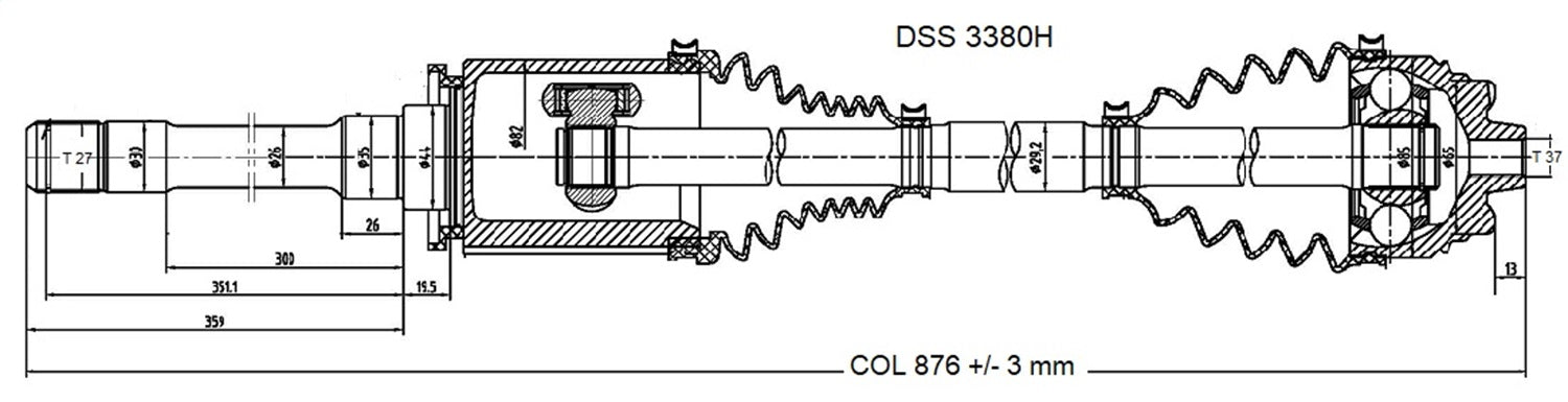 DSS 3380H High Quality CV Axle Shaft; OE Style; DSS 3380H