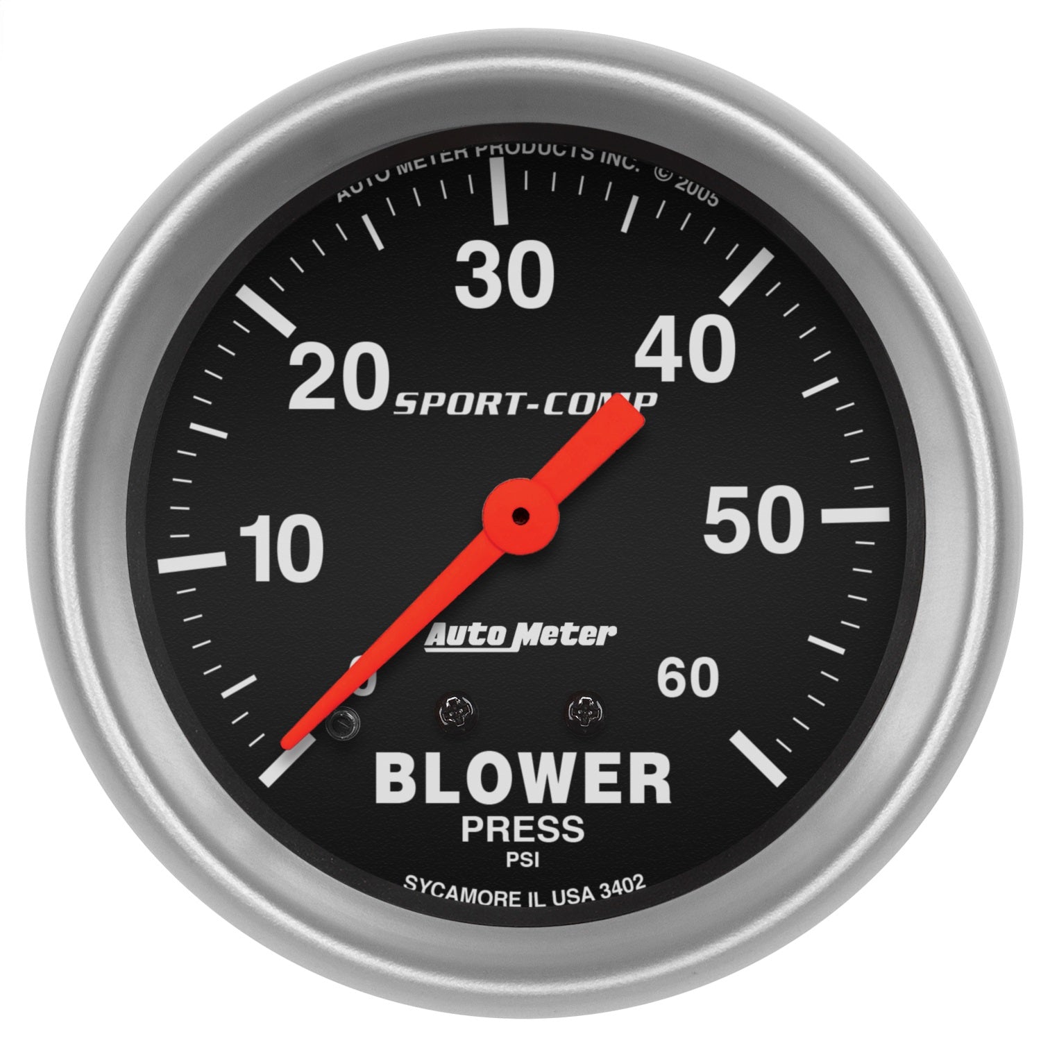 AutoMeter 3402 GAUGE; BLOWER PRESS; 2 5/8in.; 60PSI; MECHANICAL; SPORT-COMP AutoMeter 3402